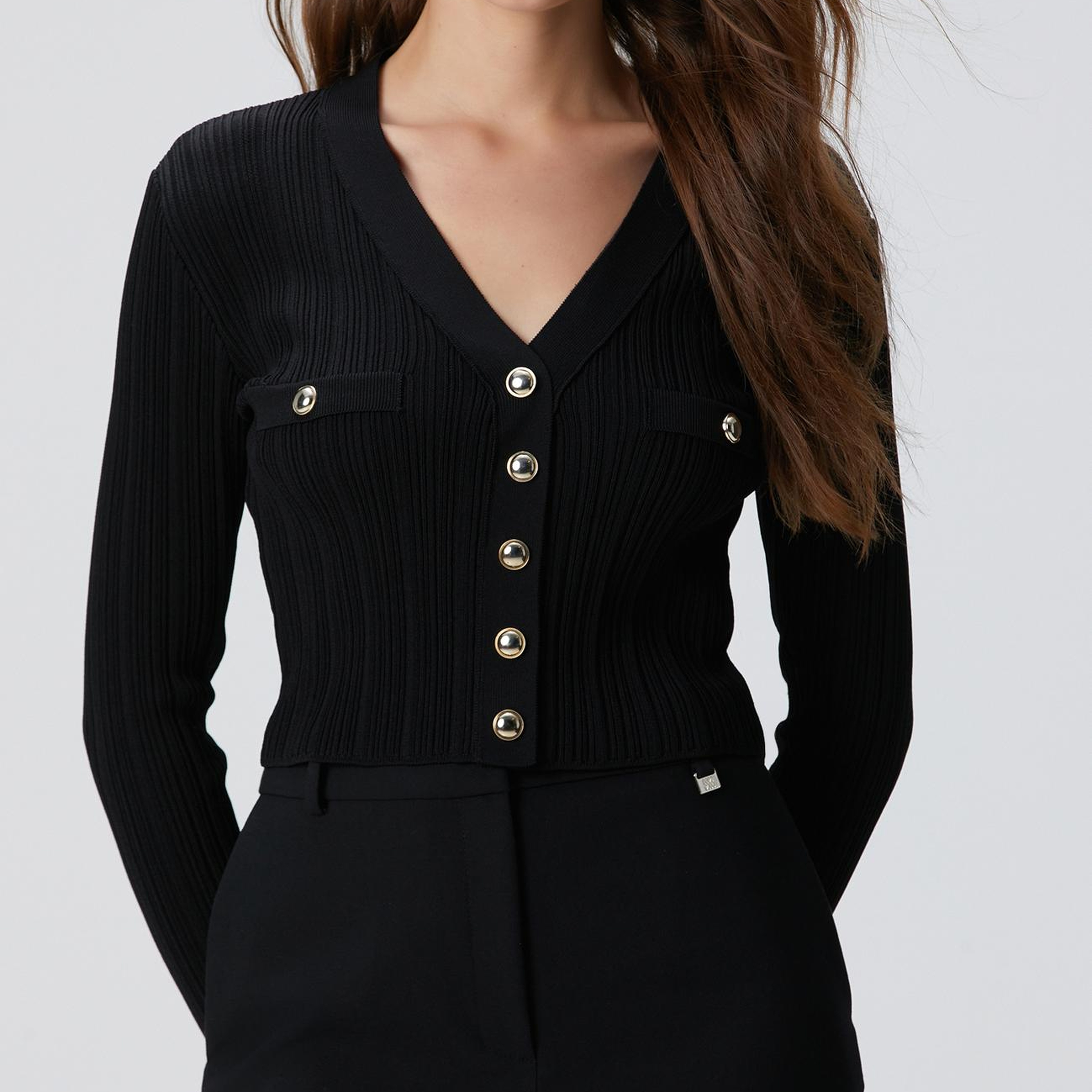 Network Kadın Siyah Crop Triko Hırka