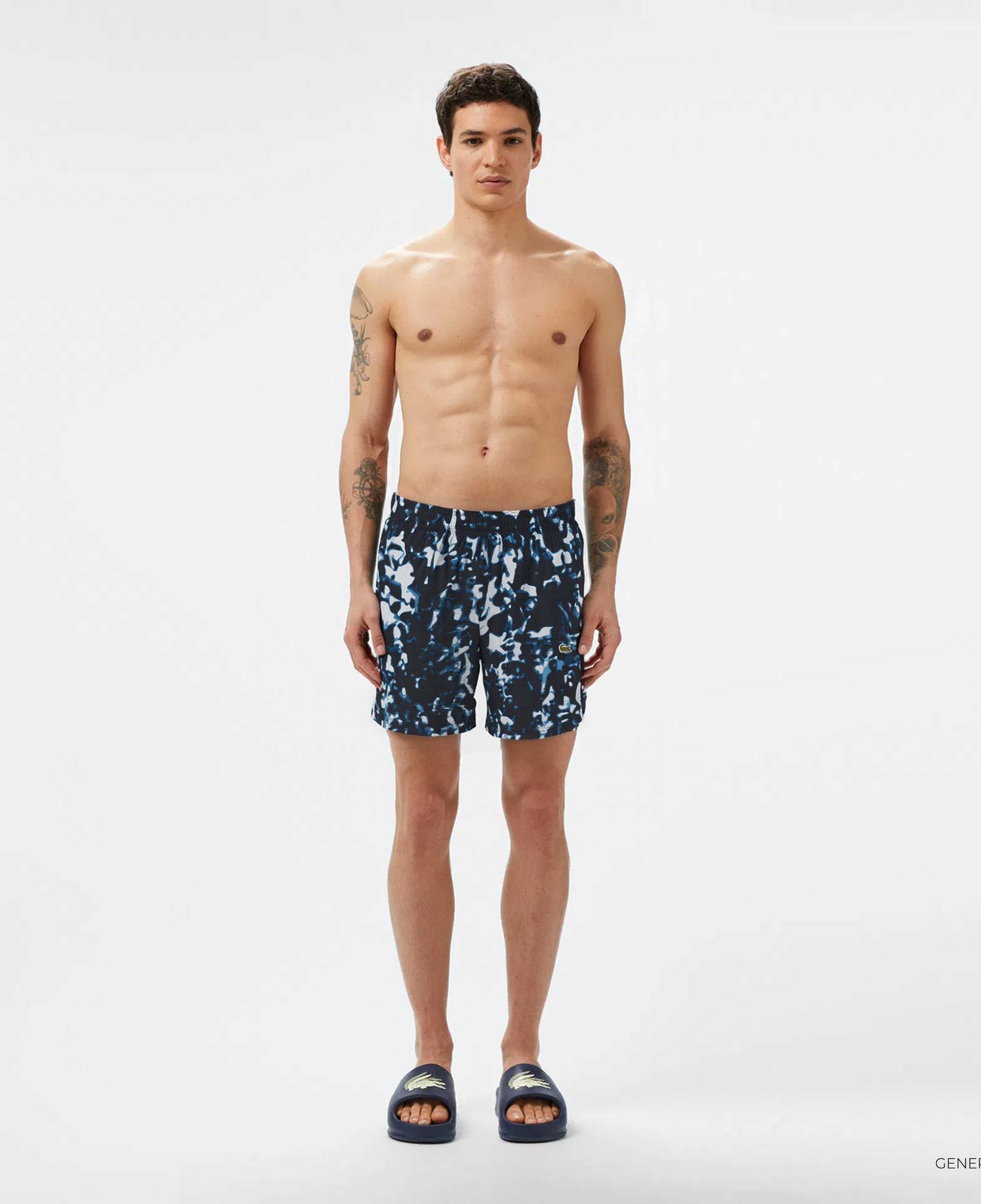 Lacoste Erkek Desenli Lacivert Deniz Şortu