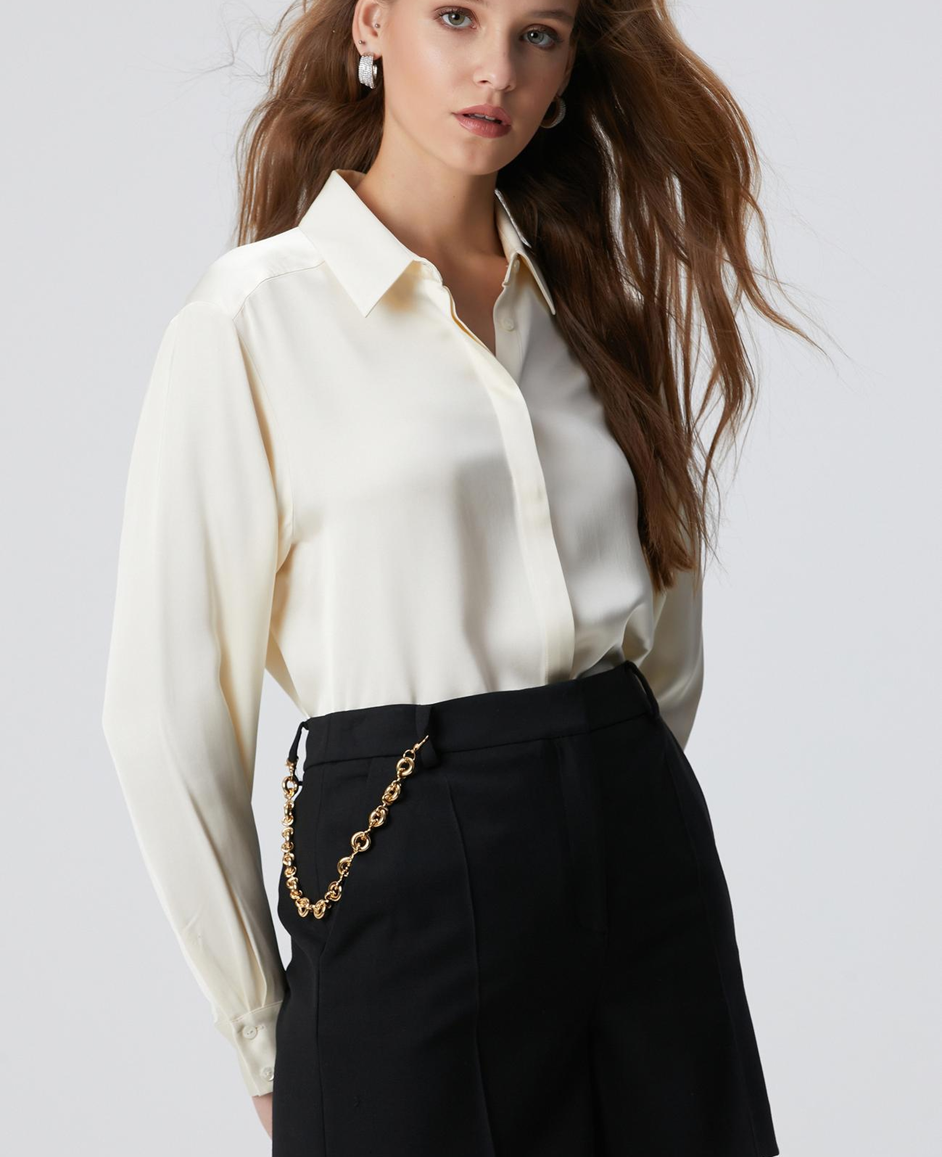 Network Kadın Kırık Beyaz Saten Gömlek