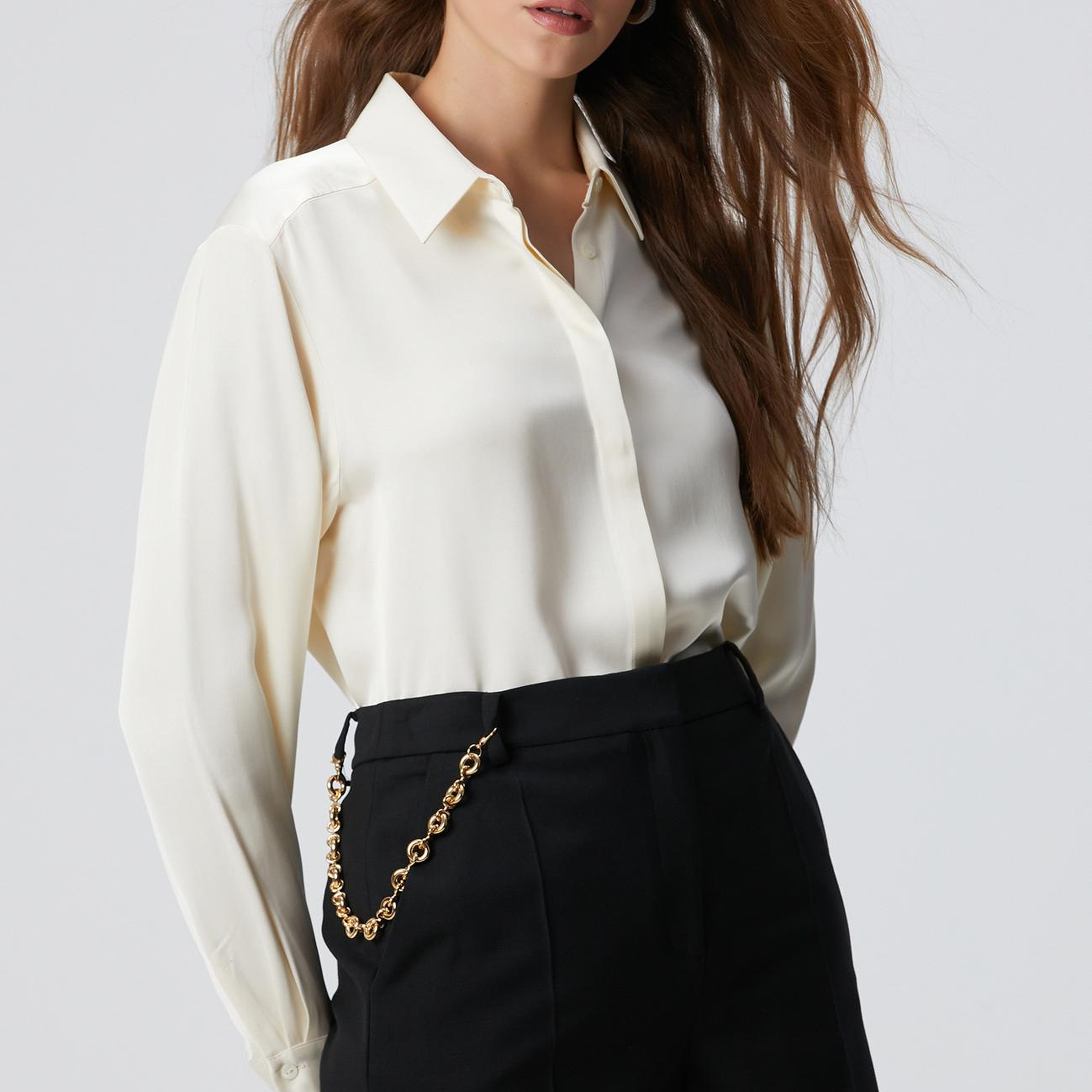 Network Kadın Kırık Beyaz Saten Gömlek