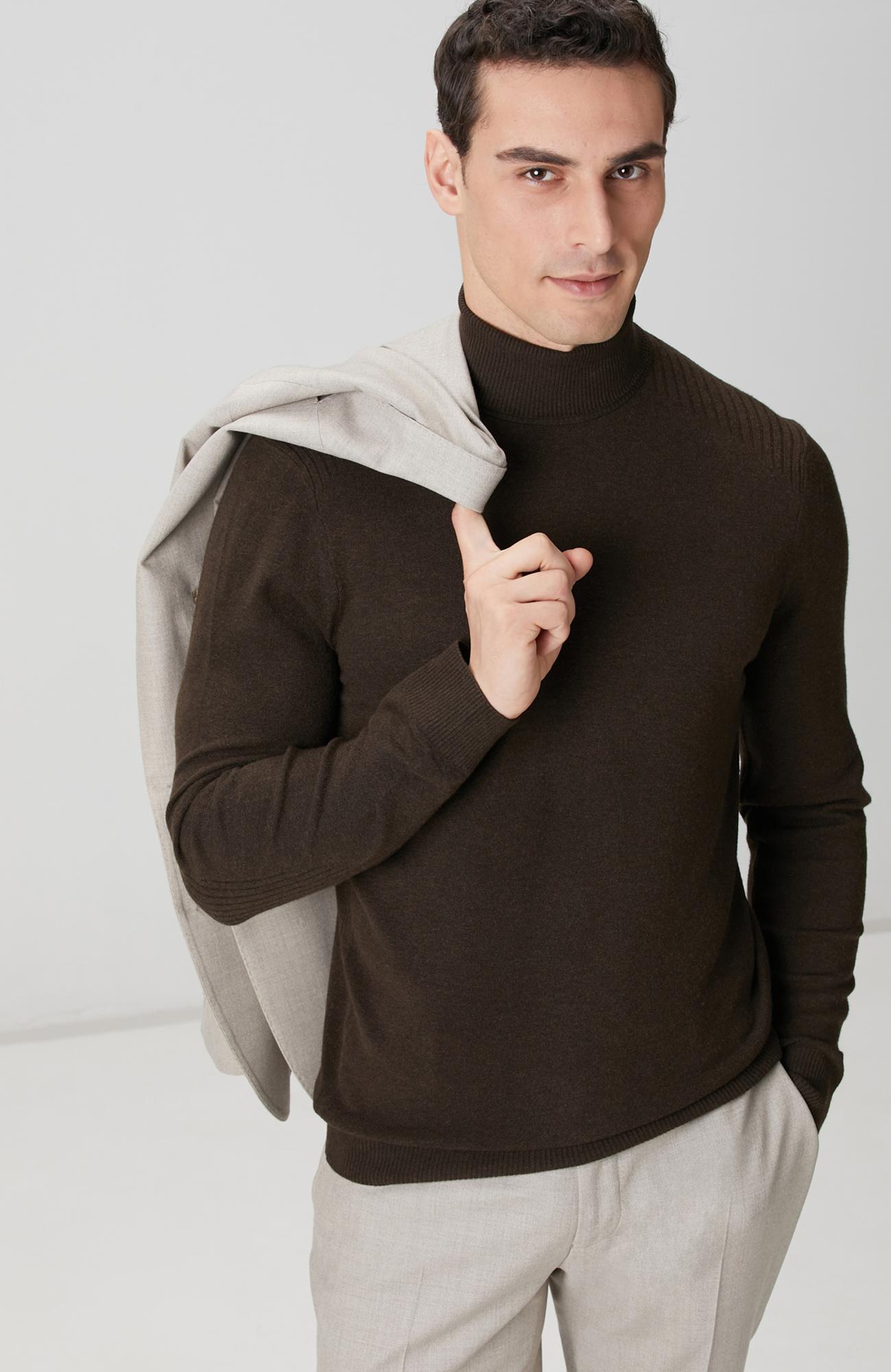 Network Erkek Kahverengi Balıkçı Yaka Triko Kazak