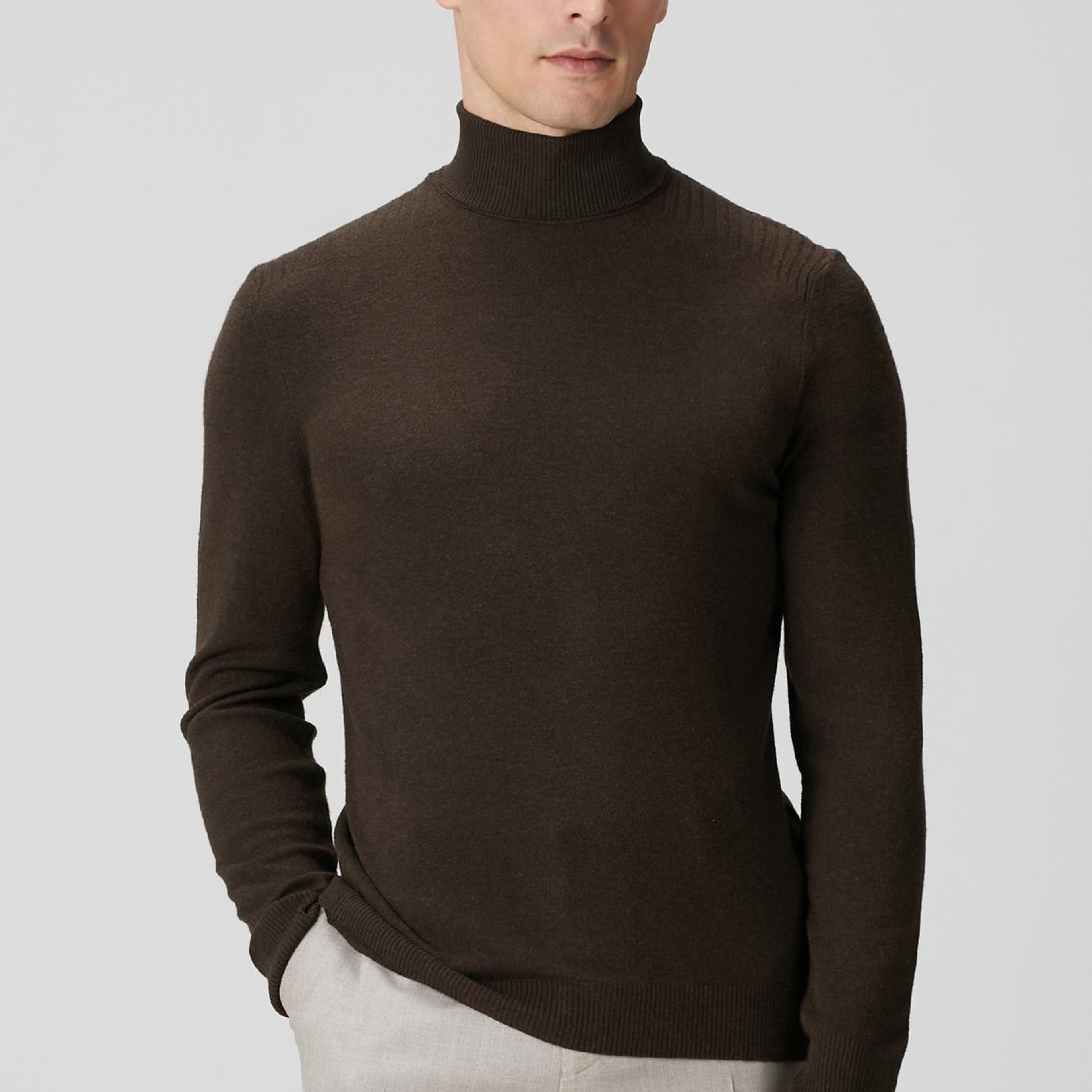 Network Erkek Kahverengi Balıkçı Yaka Triko Kazak