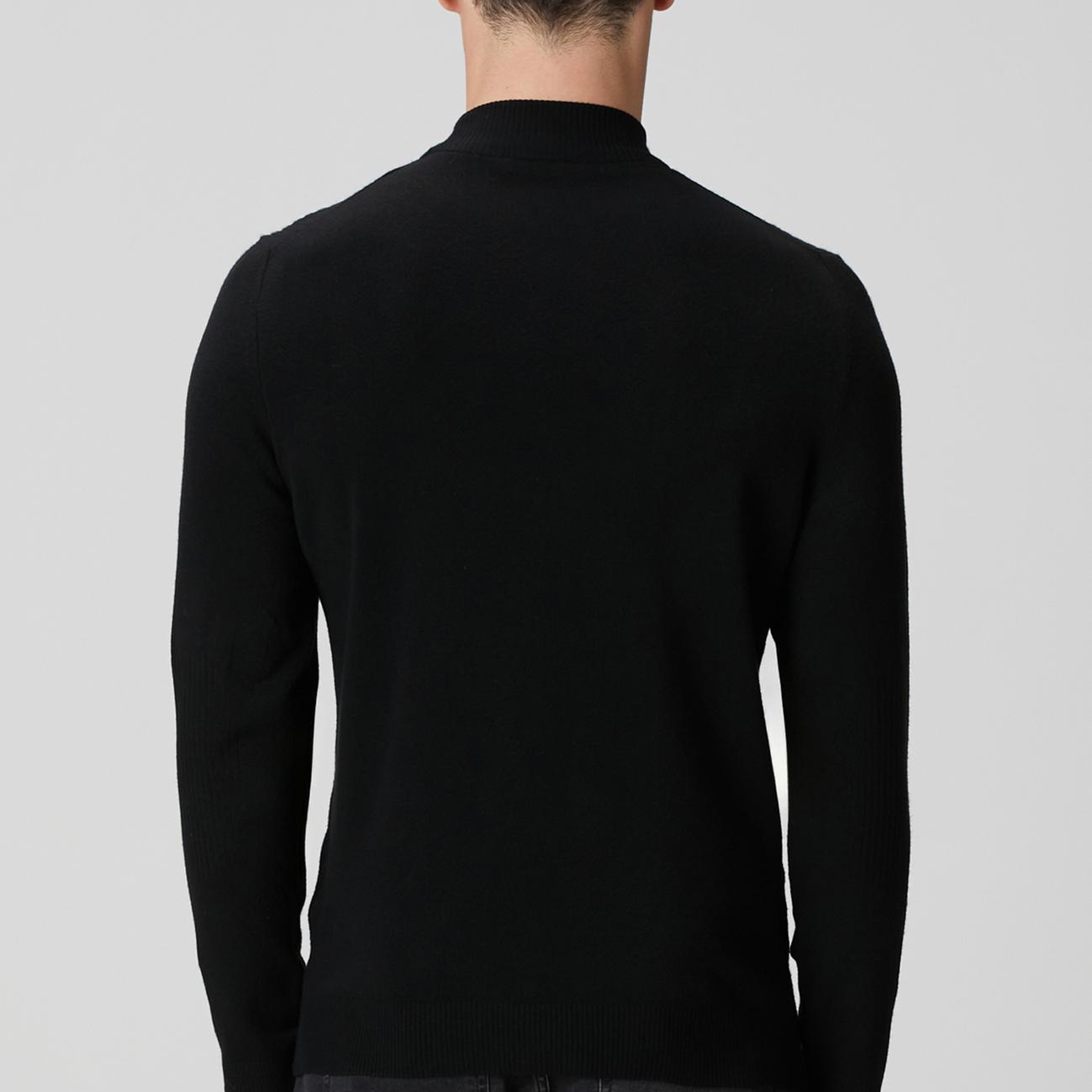 Network Erkek Siyah Yarım Balıkçı Yaka Kazak