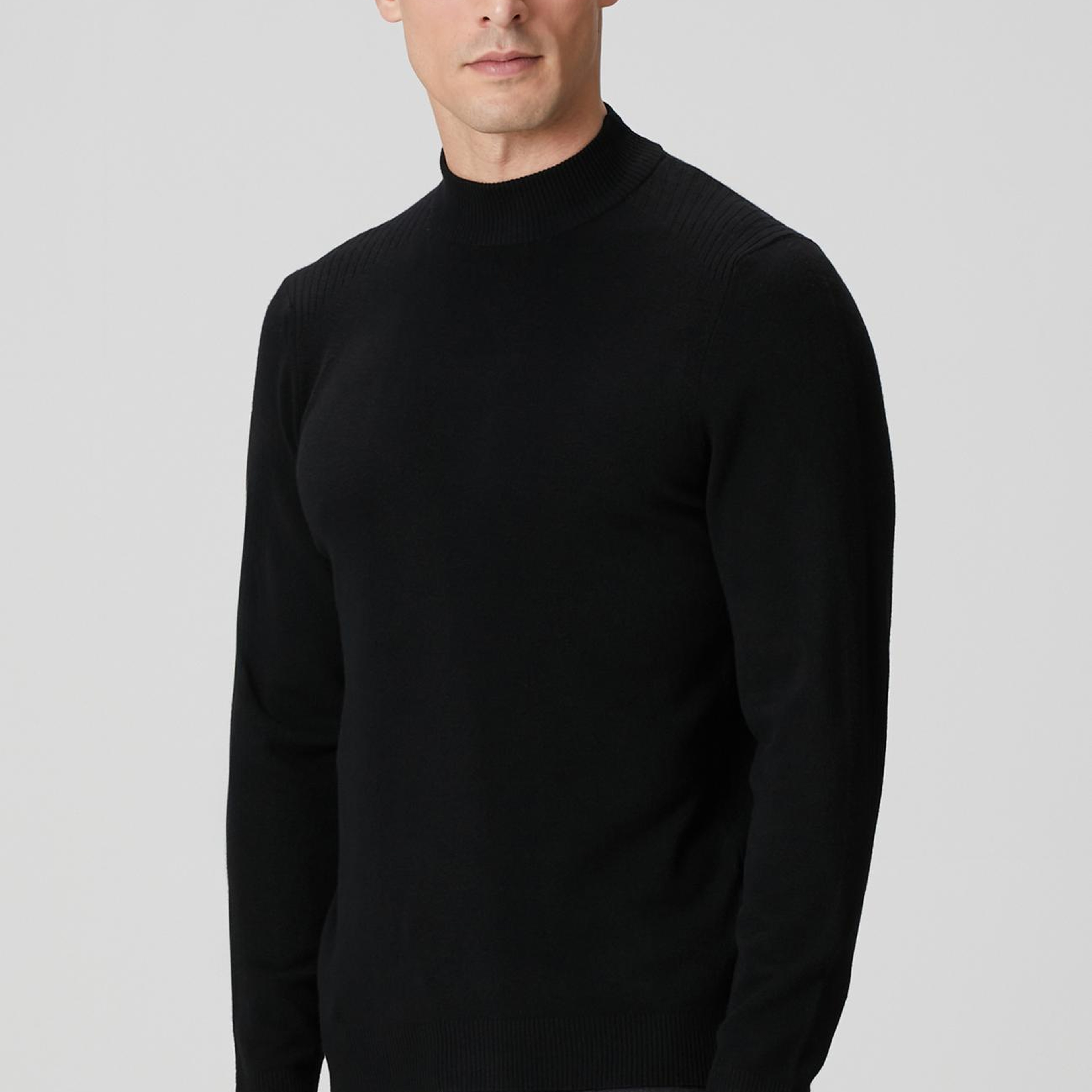 Network Erkek Siyah Yarım Balıkçı Yaka Kazak