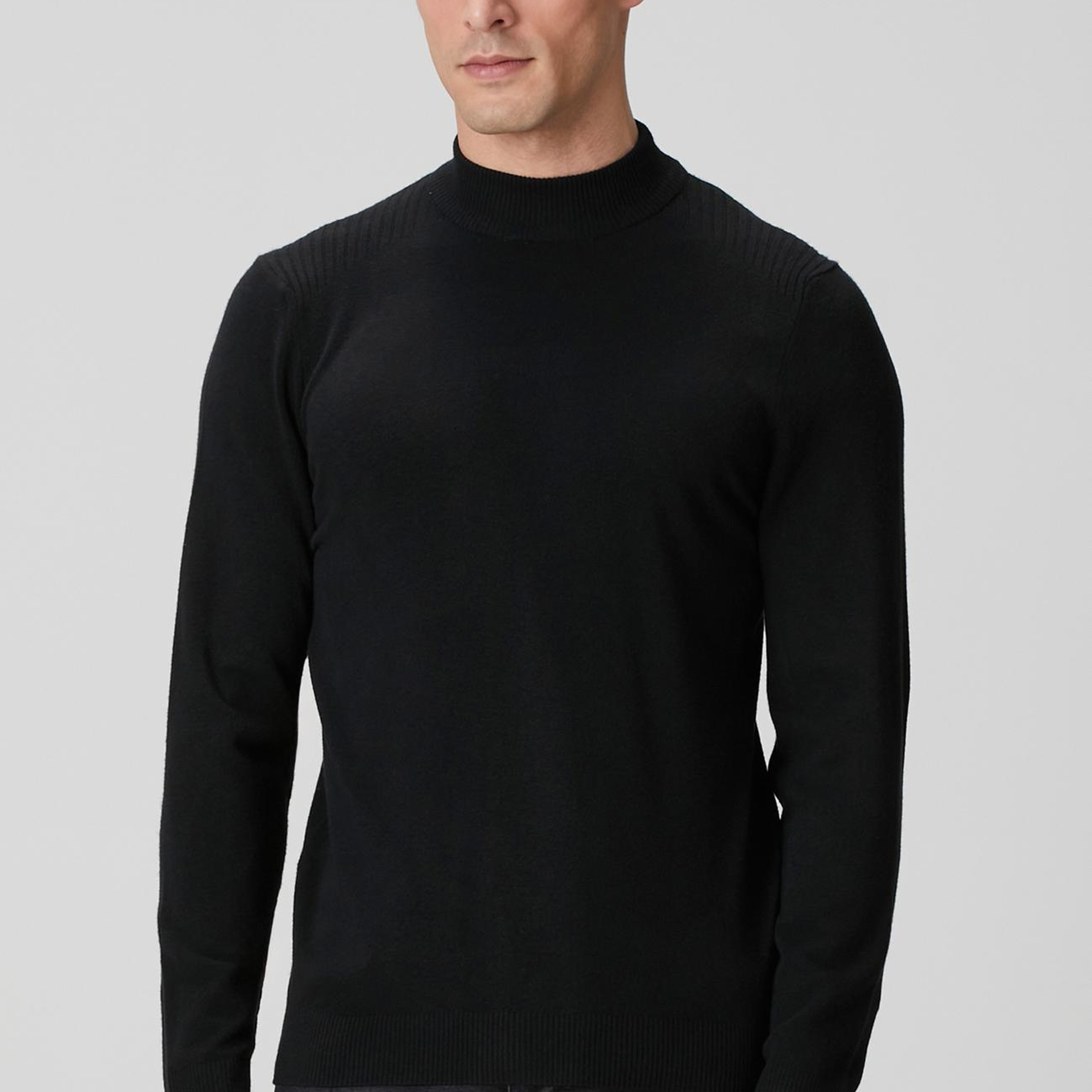 Network Erkek Siyah Yarım Balıkçı Yaka Kazak