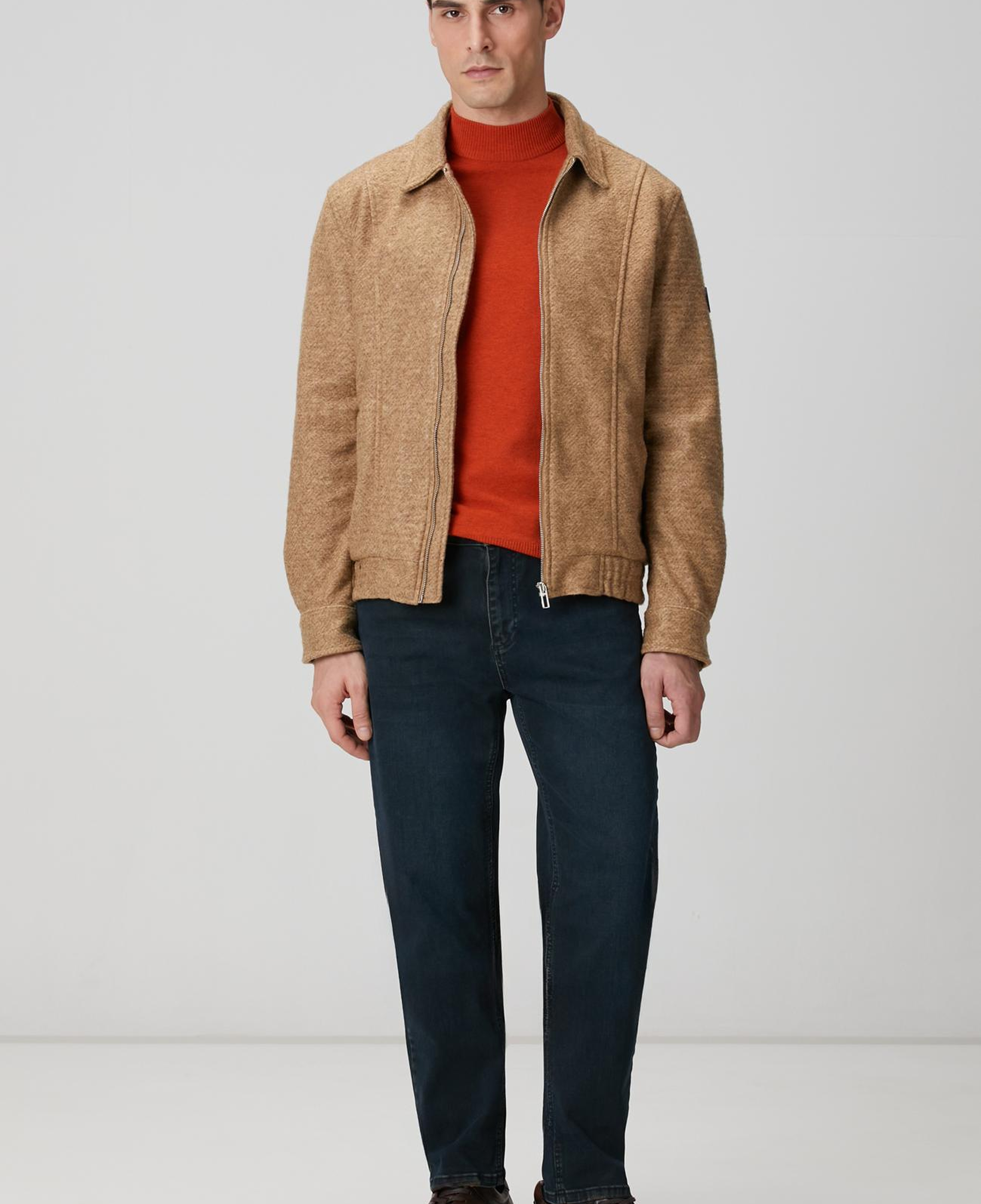 Network Erkek Karamel Yarım Balıkçı Yaka Kazak