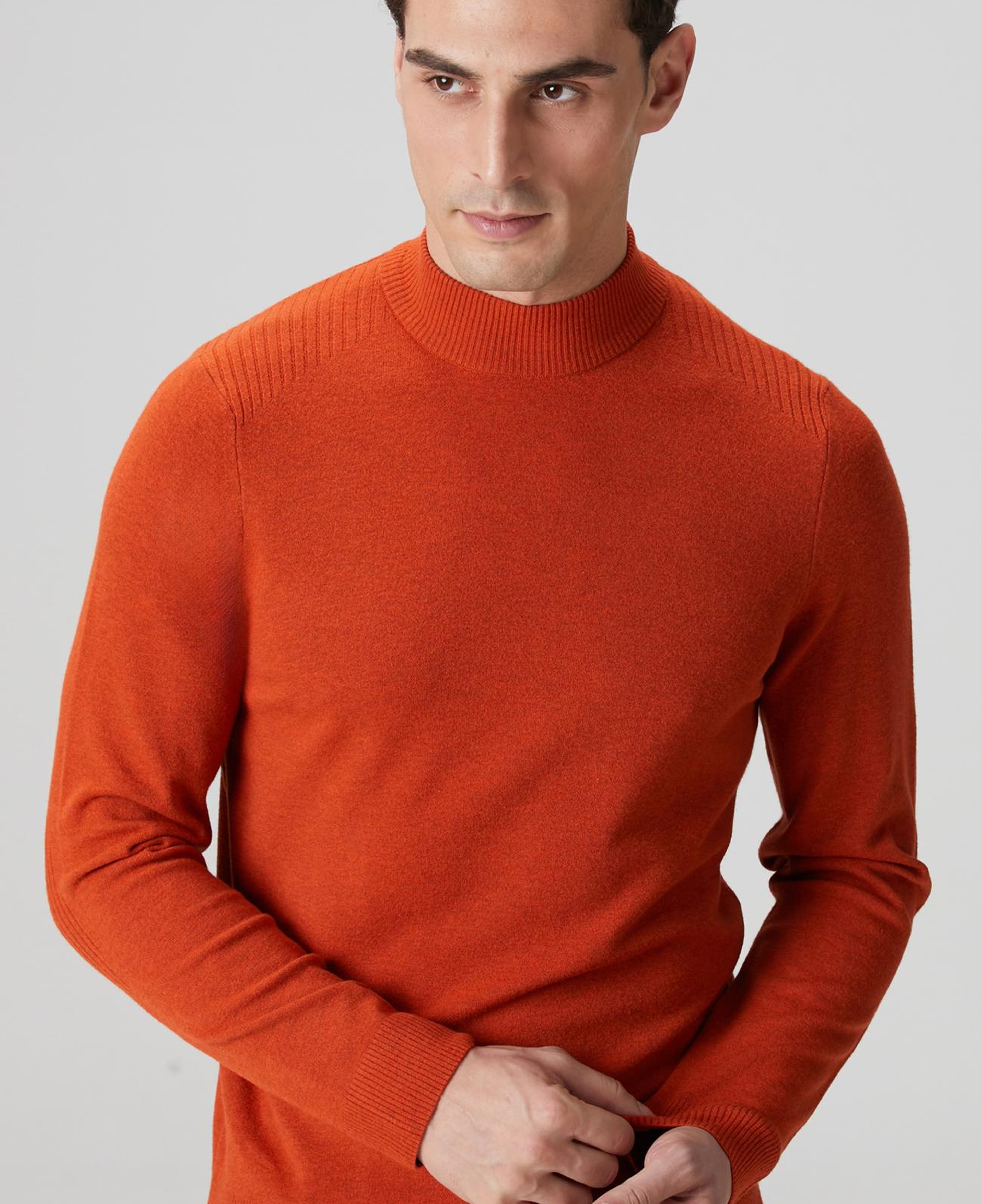 Network Erkek Karamel Yarım Balıkçı Yaka Kazak