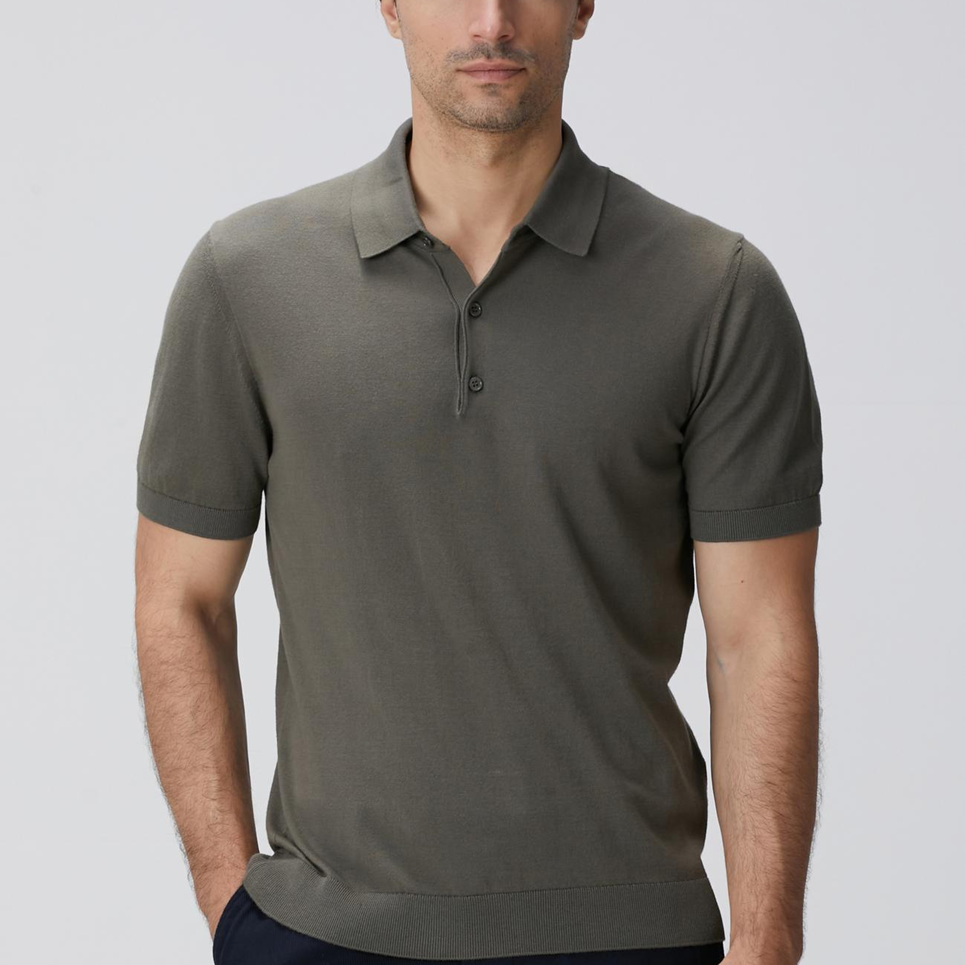 Network Erkek Haki Basic Triko Kazak