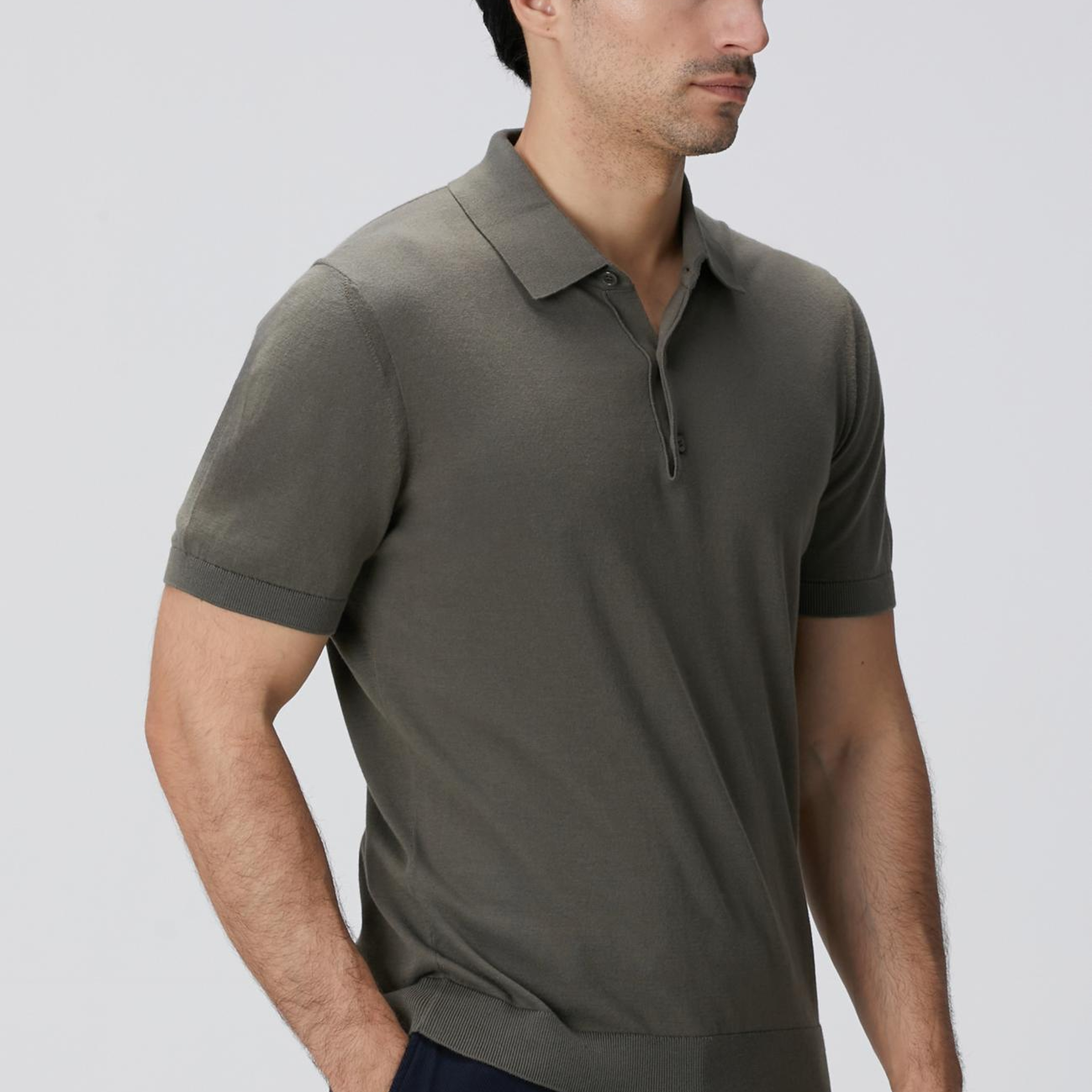 Network Erkek Haki Basic Triko Kazak