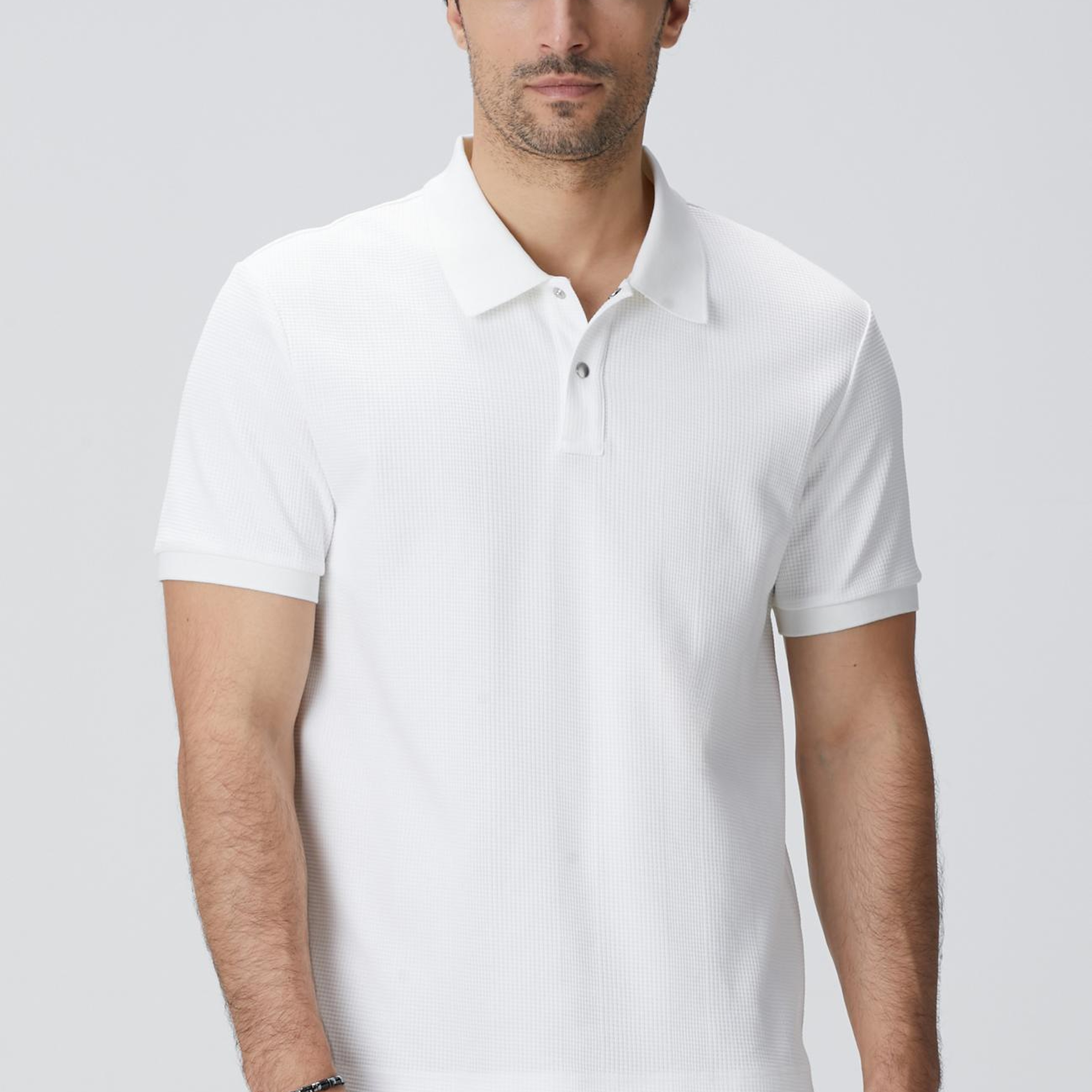 Network Erkek Beyaz Waffle Dokulu T-shirt