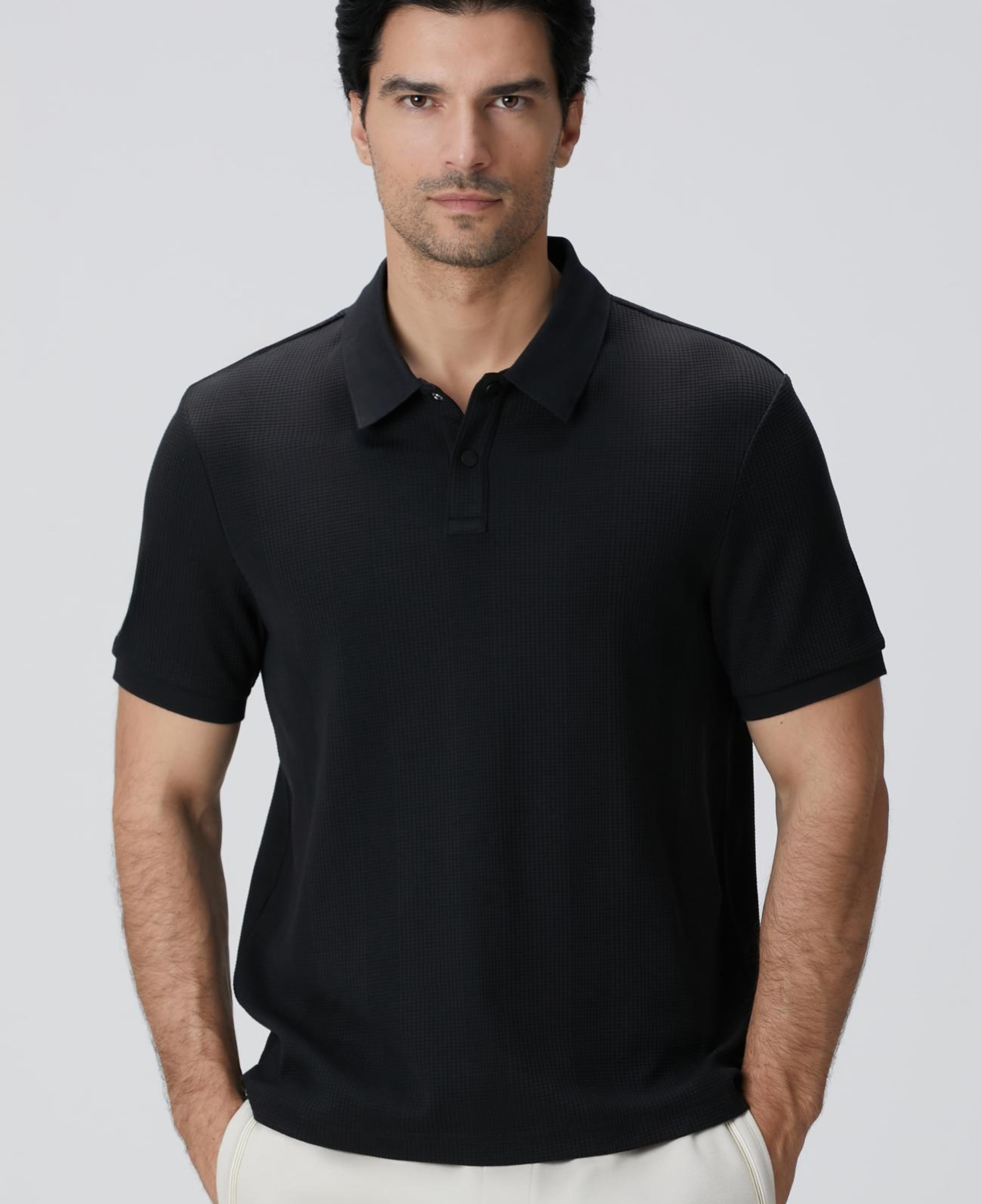 Network Erkek Siyah Waffle Dokulu T-shirt