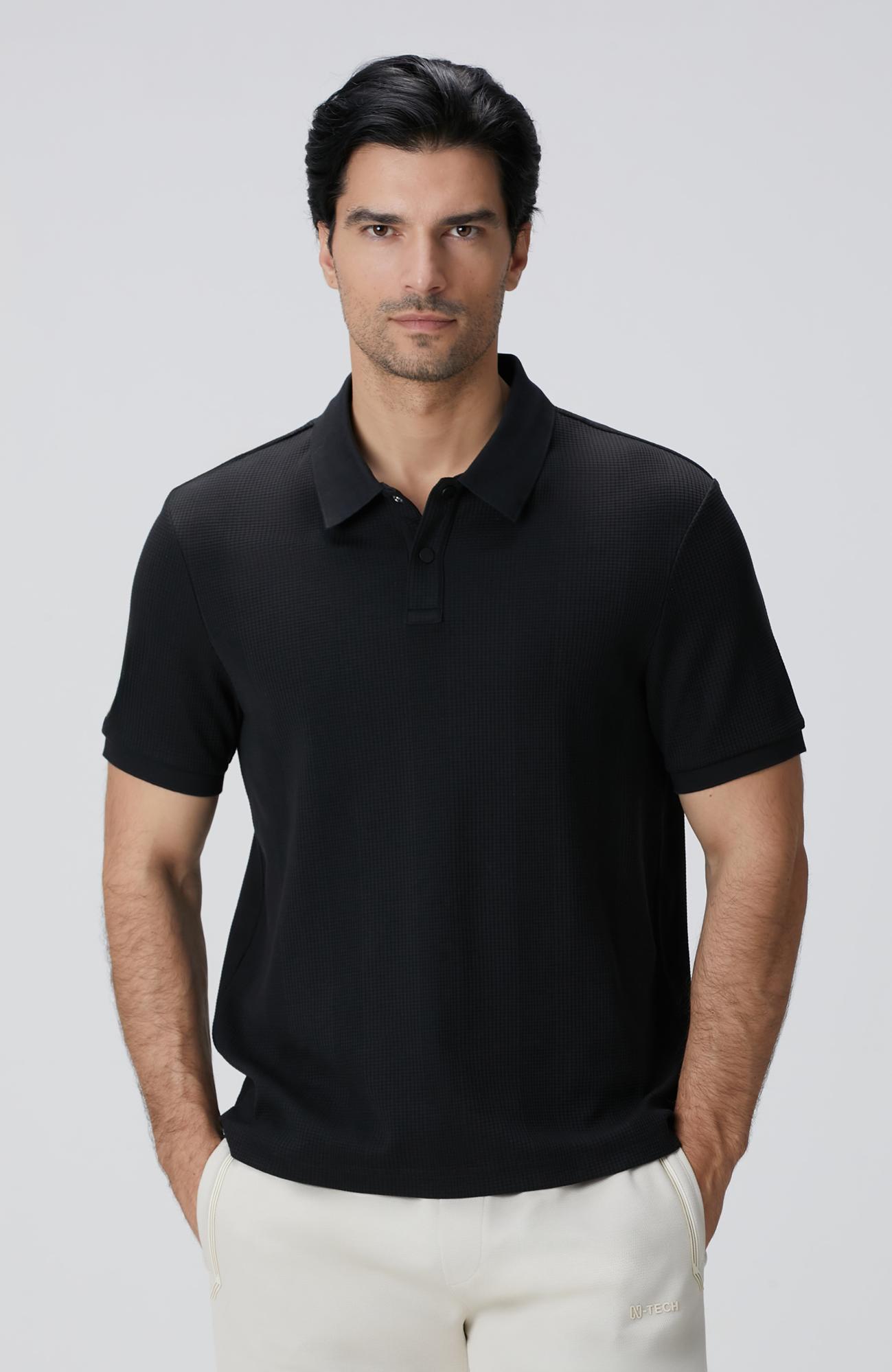 Network Erkek Siyah Waffle Dokulu T-shirt