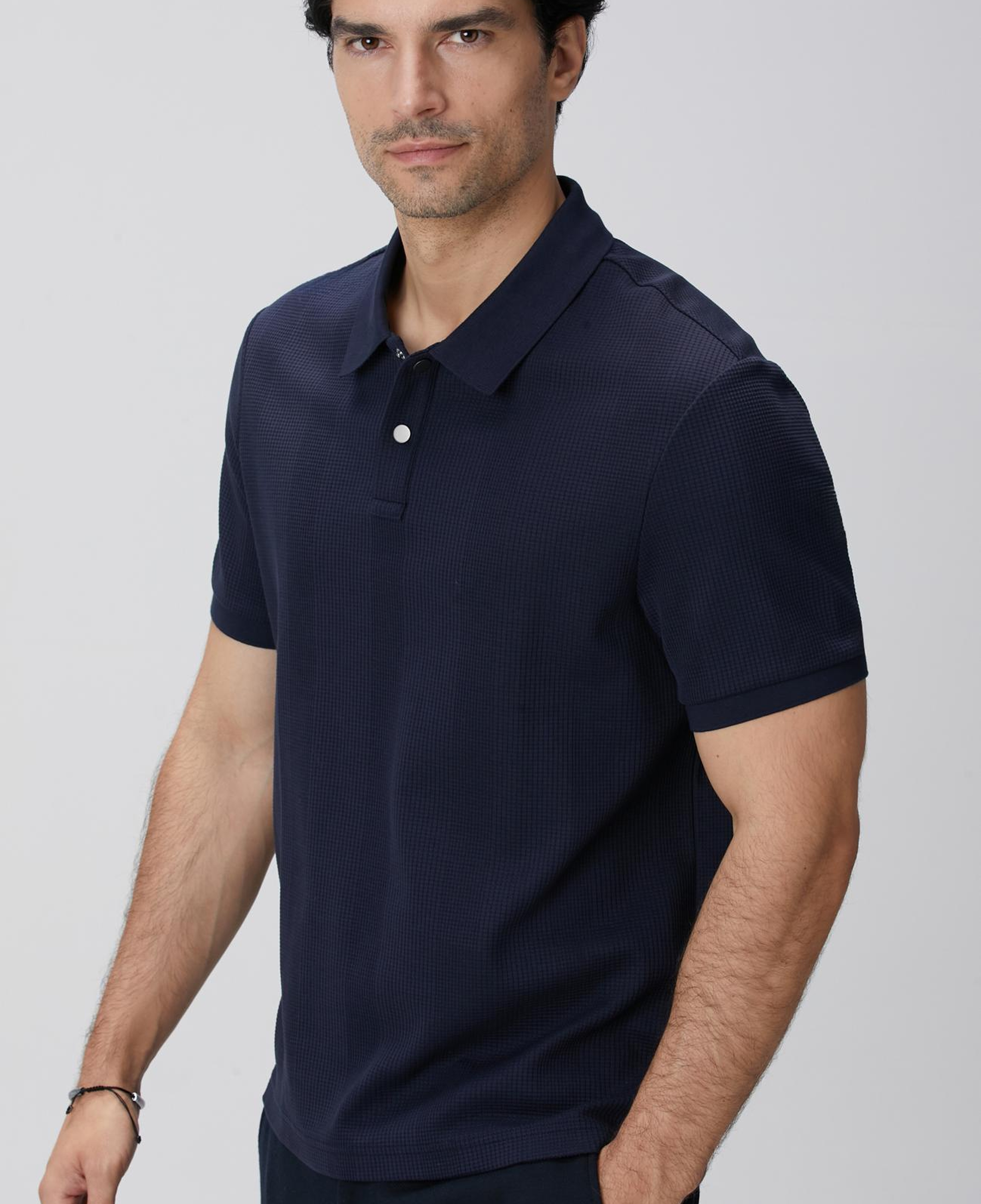 Network Erkek Lacivert Waffle Dokulu T-shirt