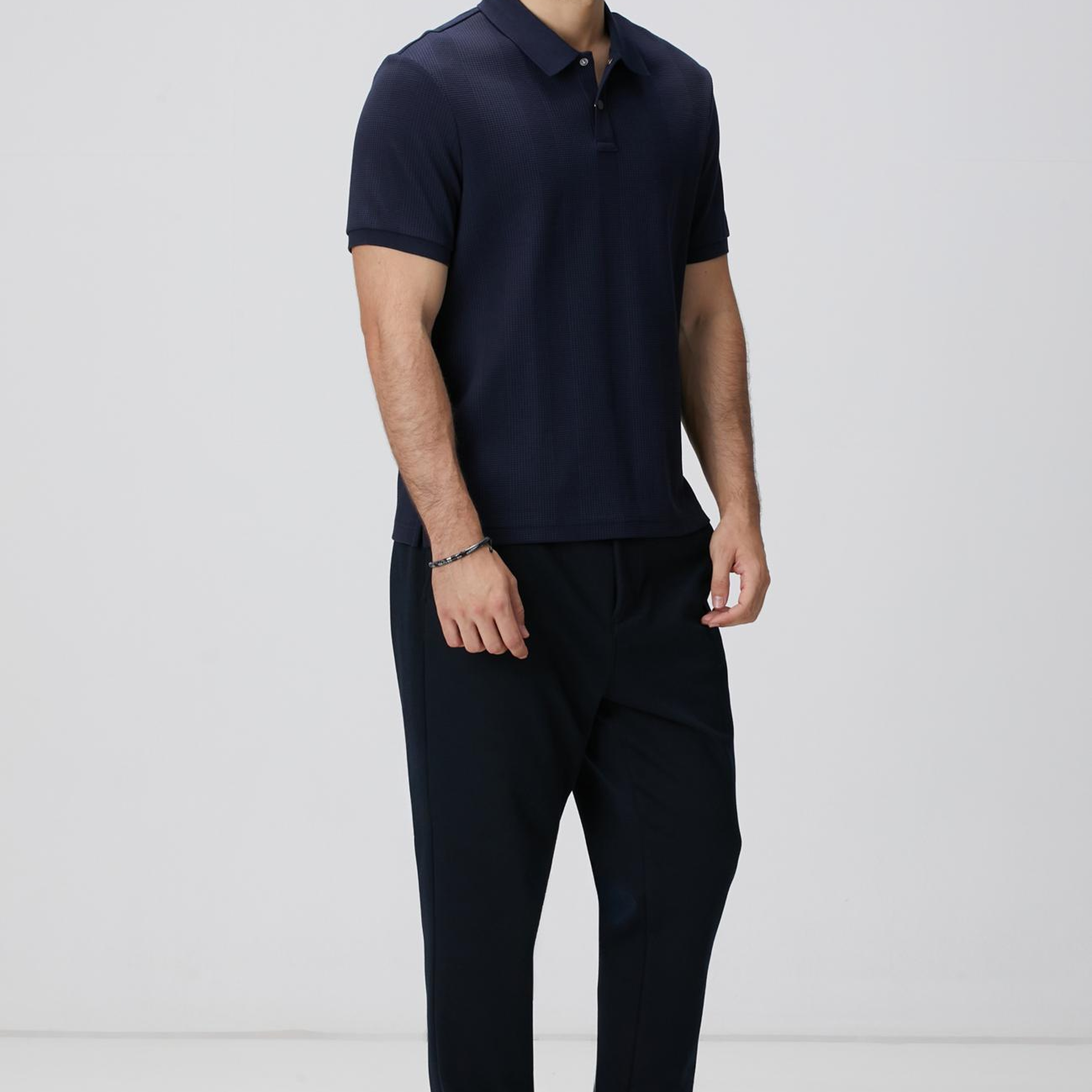 Network Erkek Lacivert Waffle Dokulu T-shirt