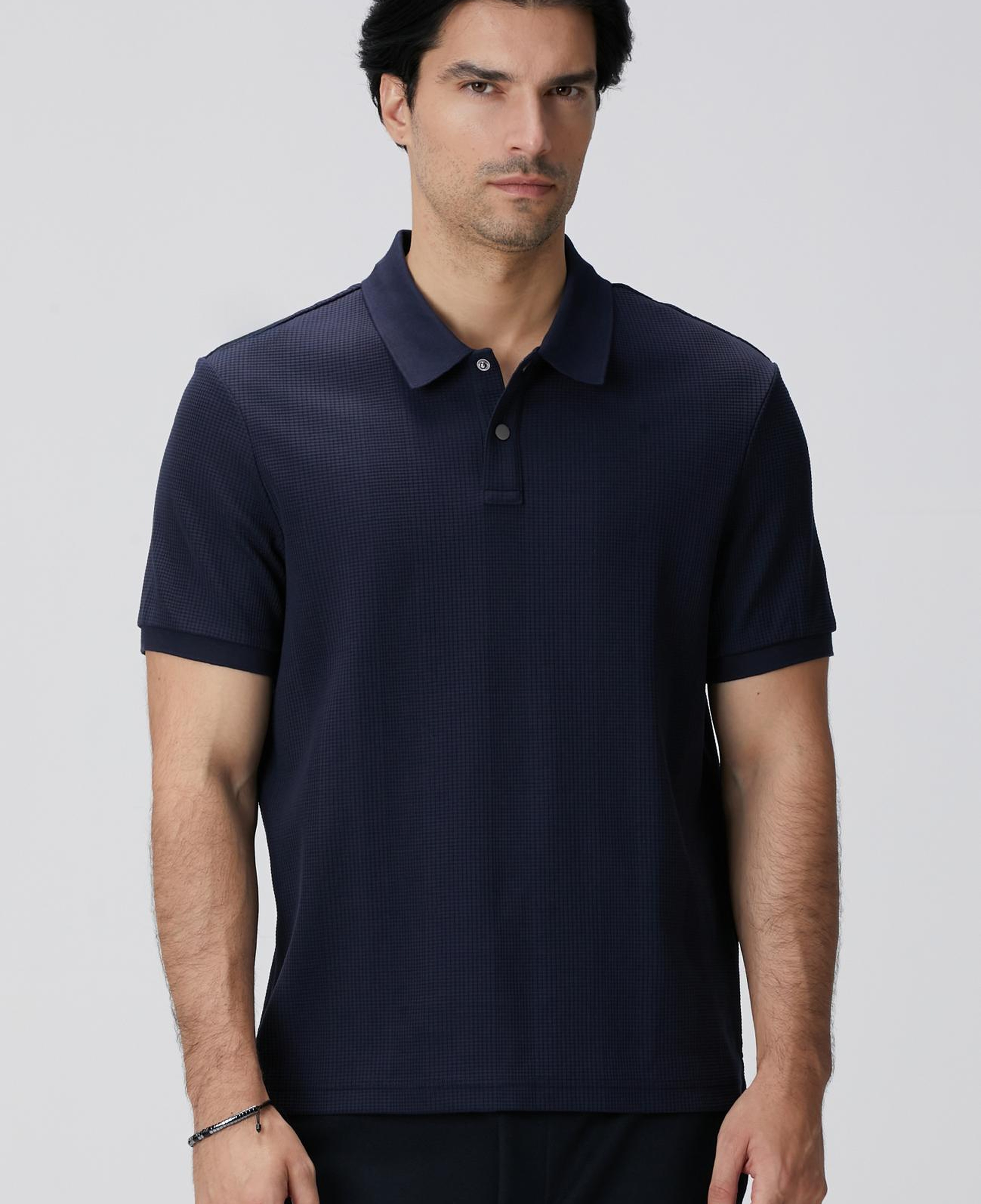 Network Erkek Lacivert Waffle Dokulu T-shirt