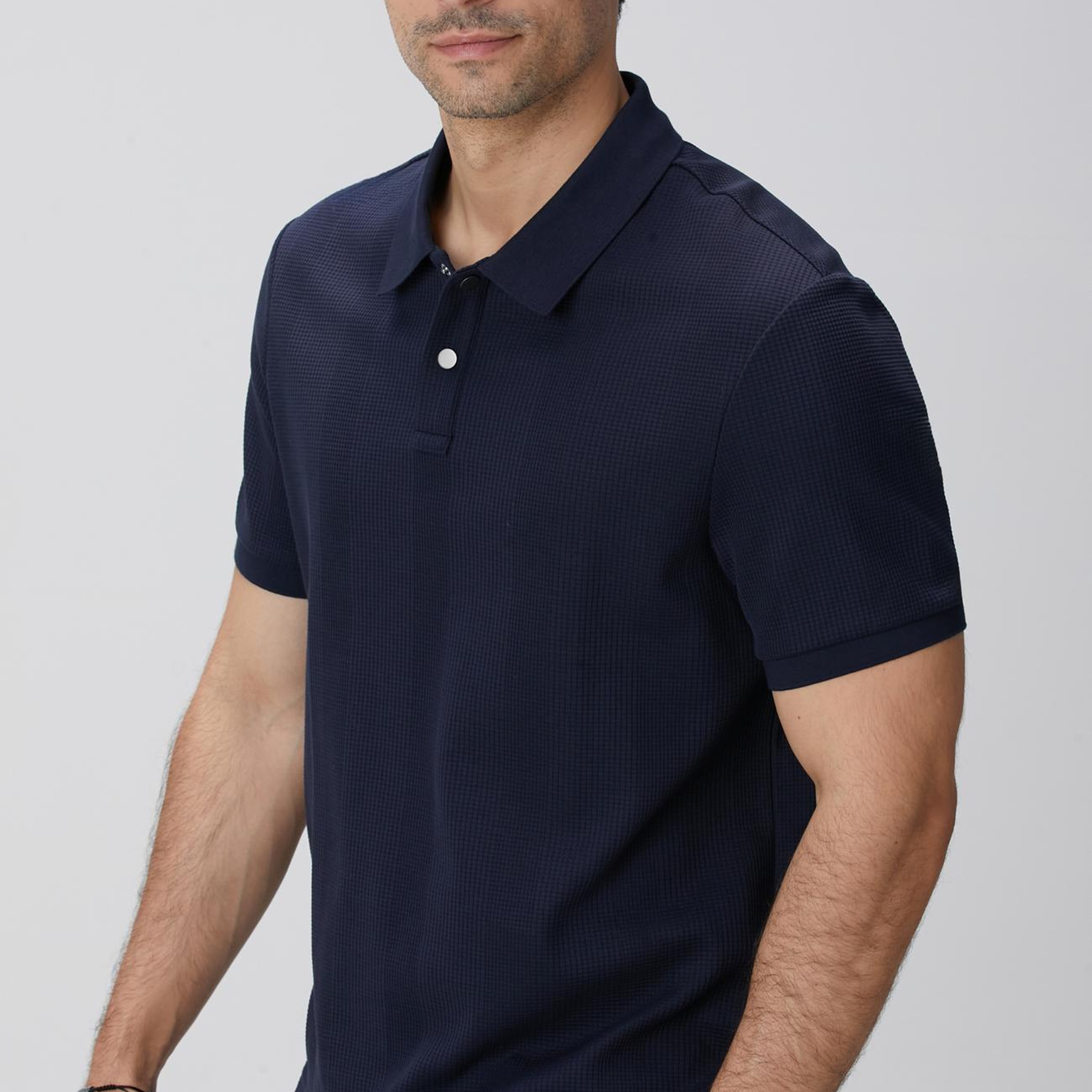 Network Erkek Lacivert Waffle Dokulu T-shirt