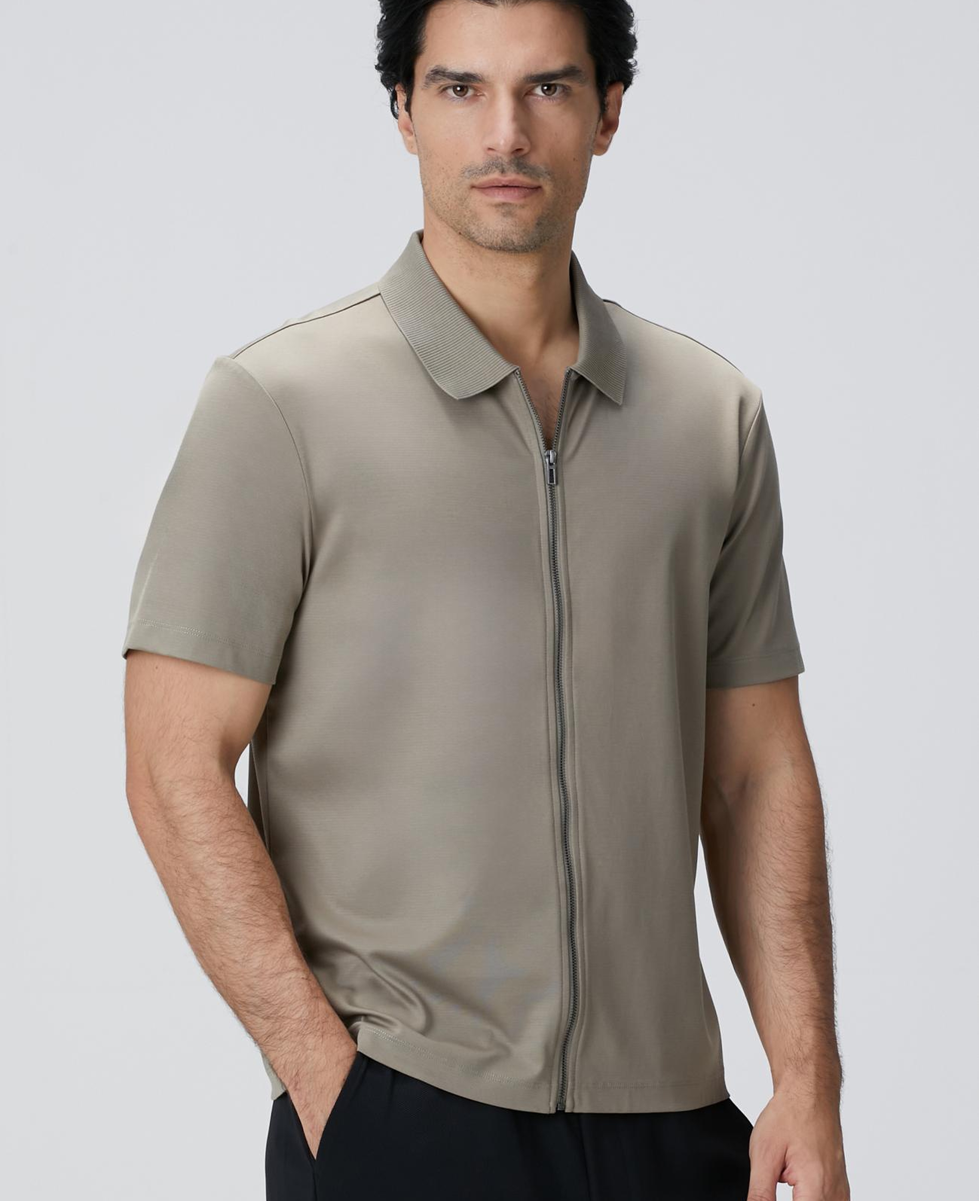 Network Erkek N-Tech Haki Fermuarlı Örme Gömlek