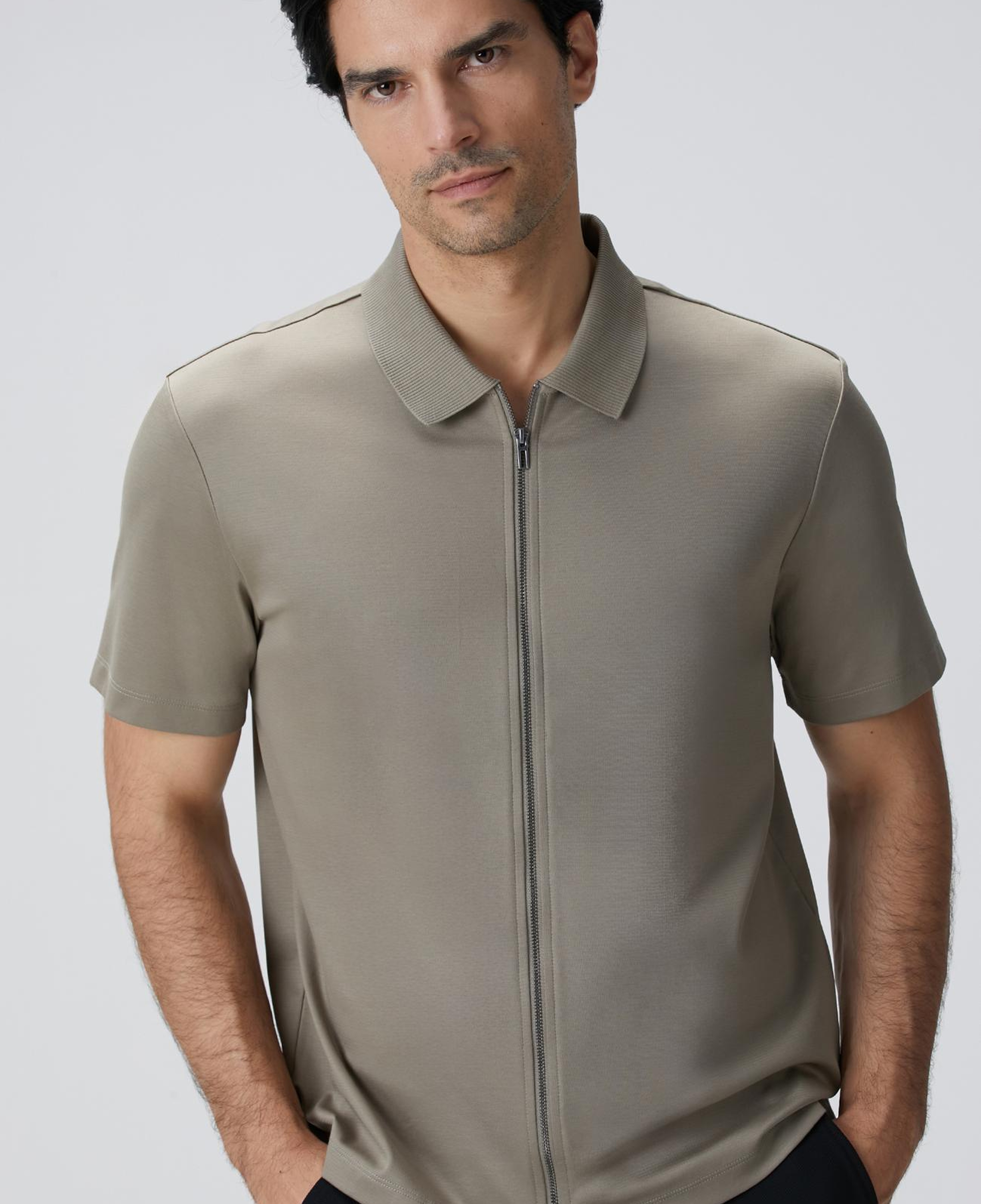 Network Erkek N-Tech Haki Fermuarlı Örme Gömlek