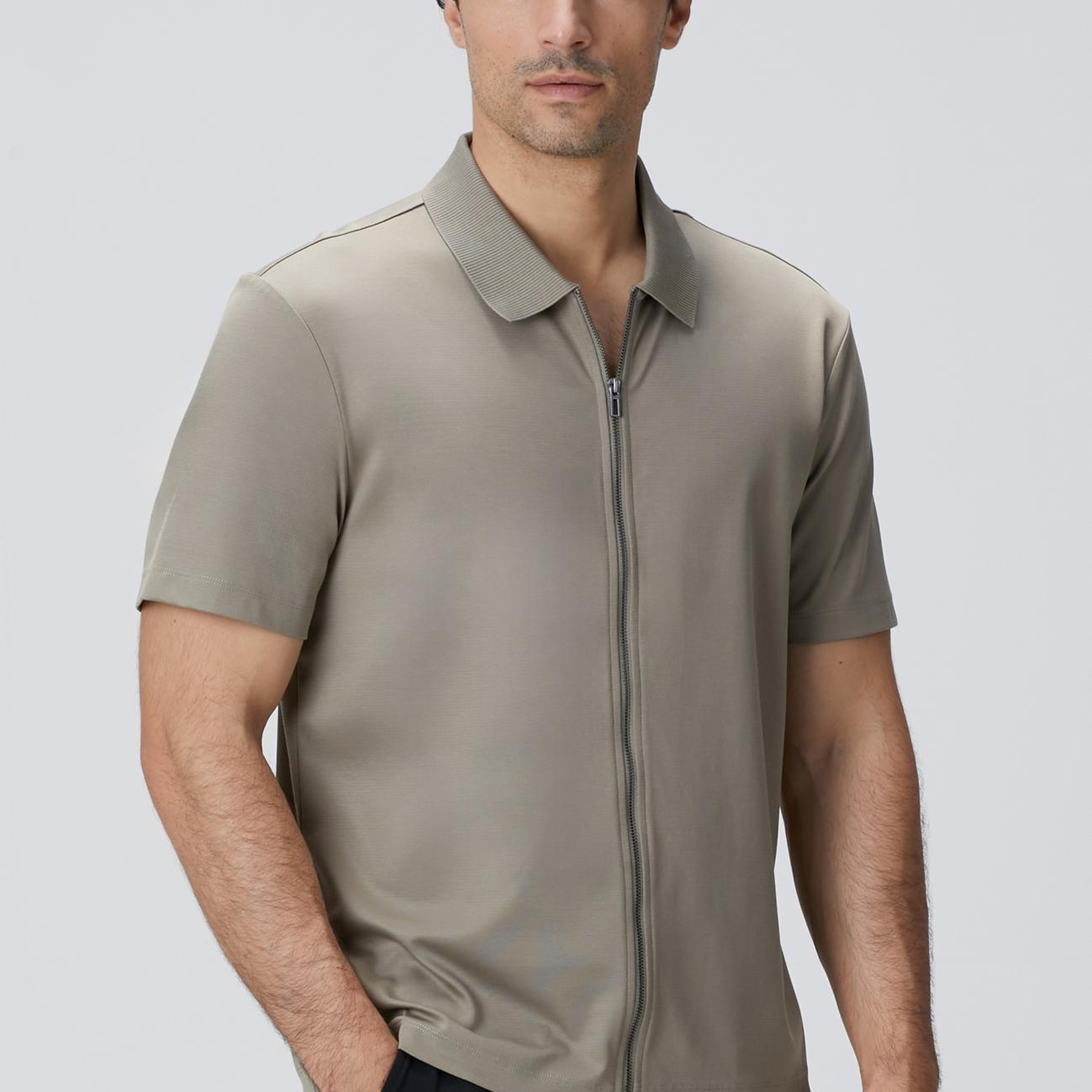 Network Erkek N-Tech Haki Fermuarlı Örme Gömlek