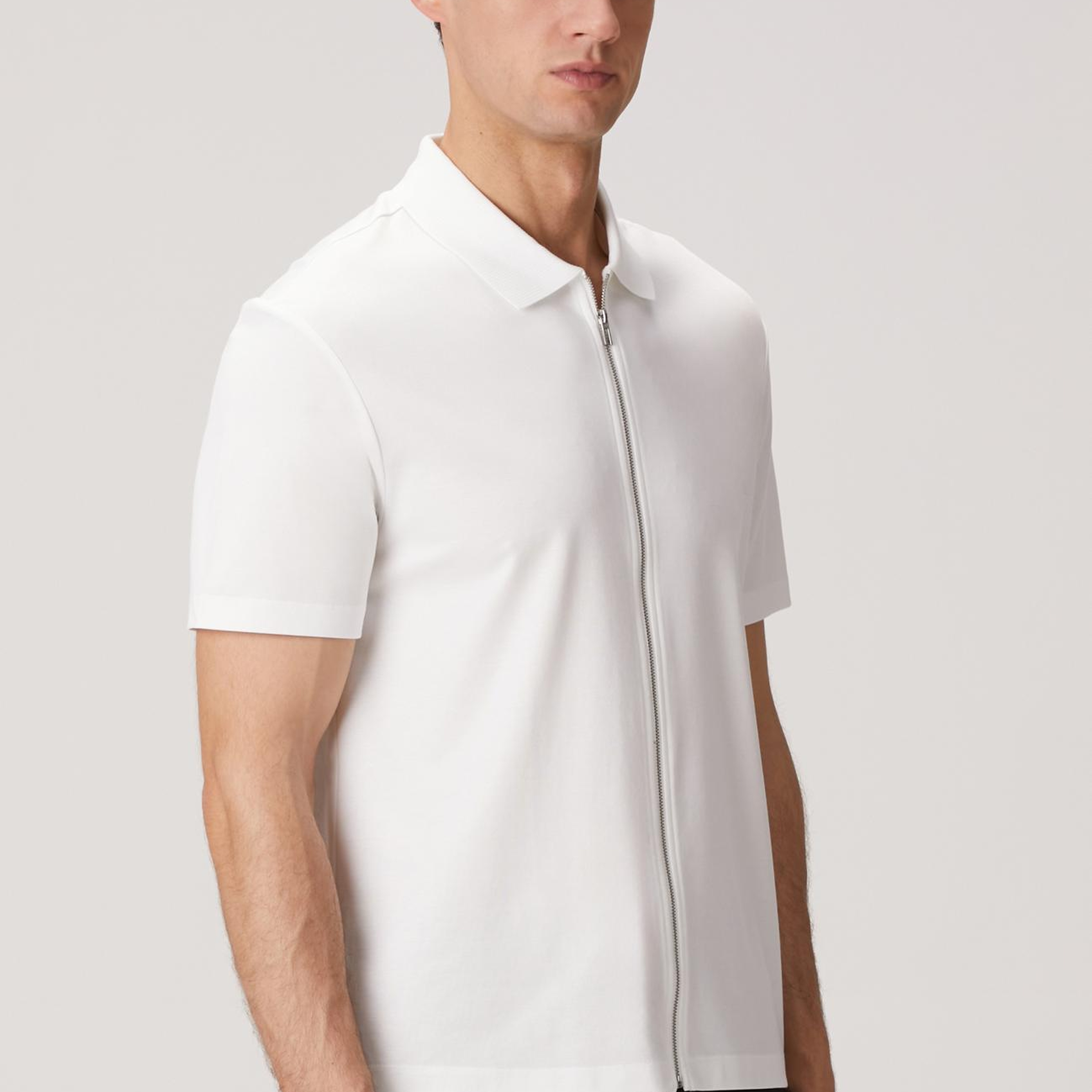 Network Erkek N-Tech Beyaz Fermuarlı Örme Gömlek