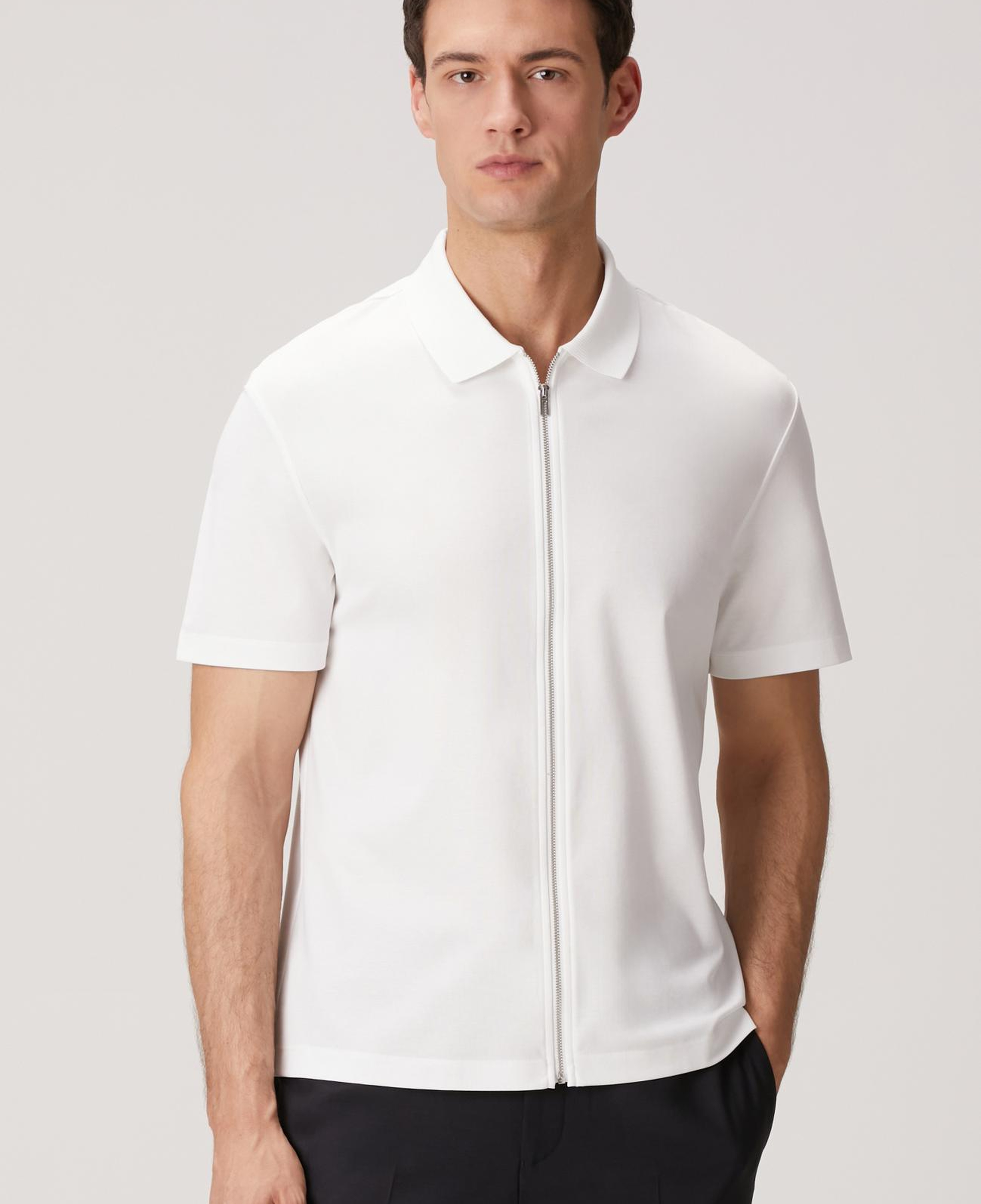 Network Erkek N-Tech Beyaz Fermuarlı Örme Gömlek