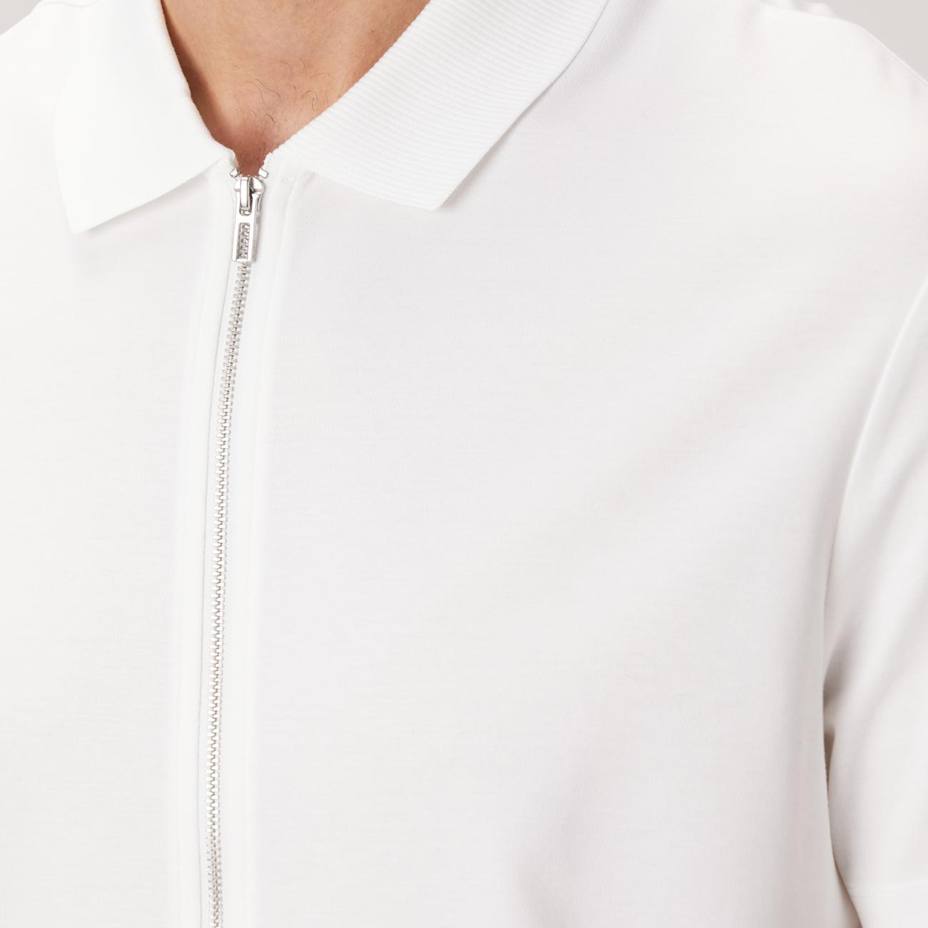 Network Erkek N-Tech Beyaz Fermuarlı Örme Gömlek