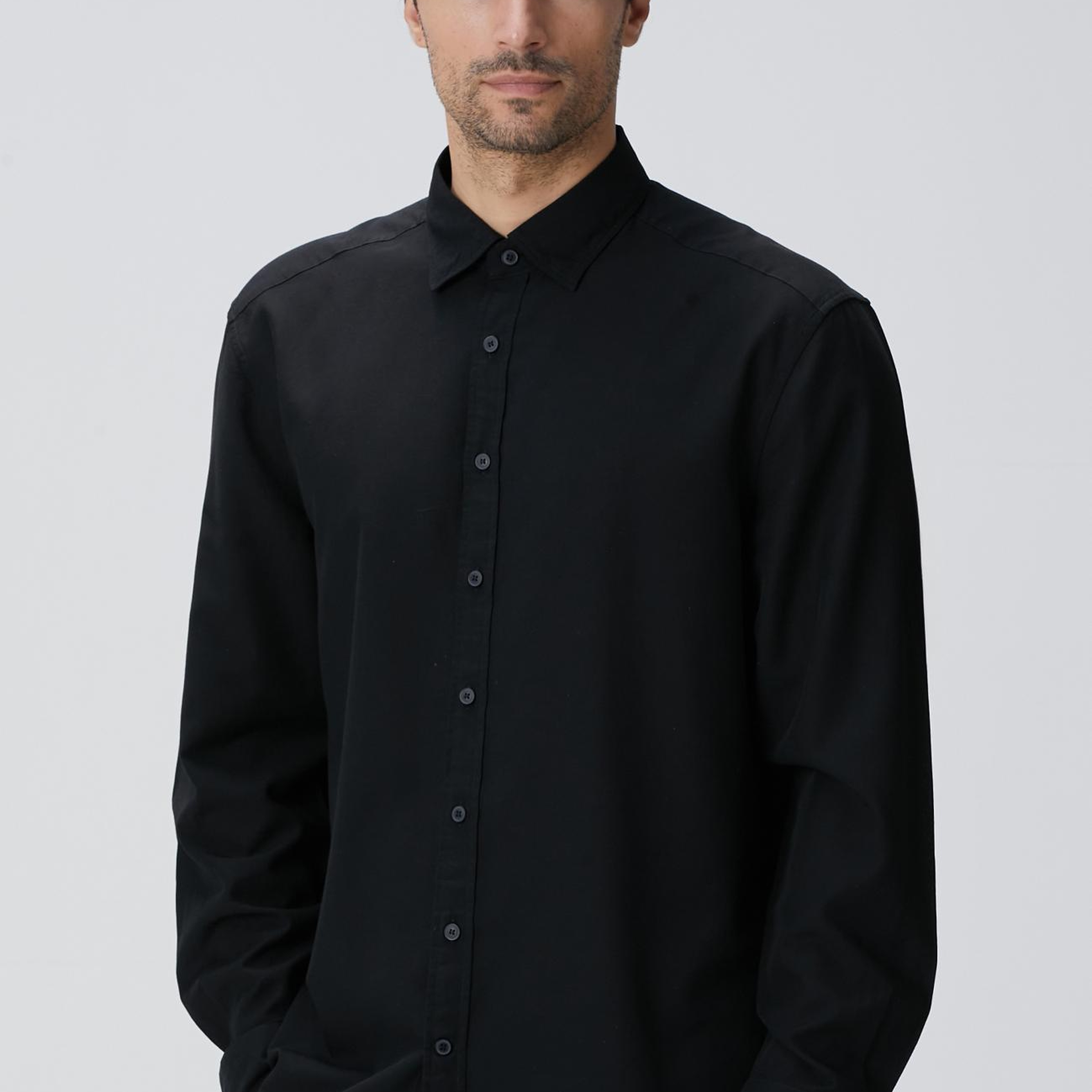 Network Erkek Siyah Yün Karışımlı Gömlek