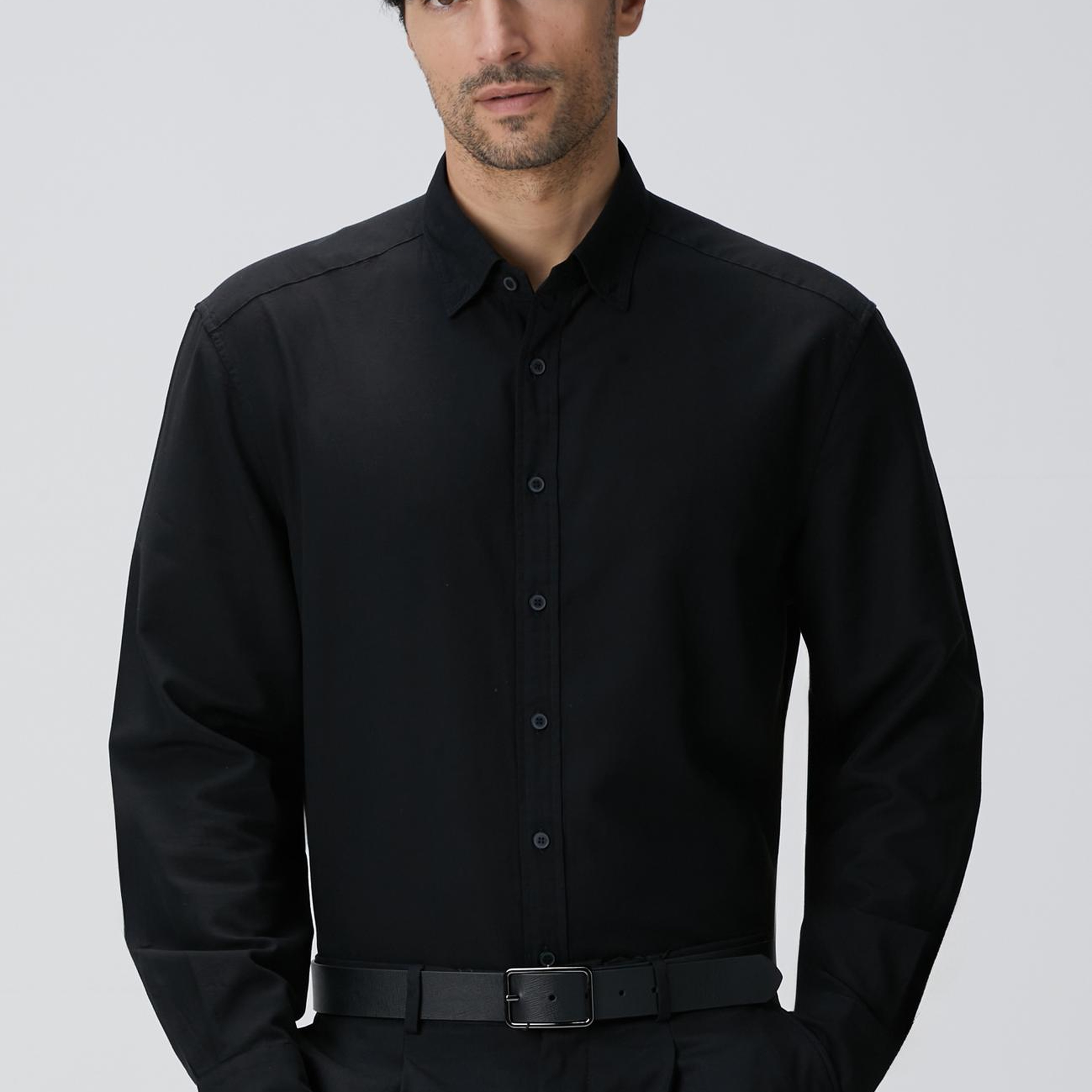 Network Erkek Siyah Yün Karışımlı Gömlek