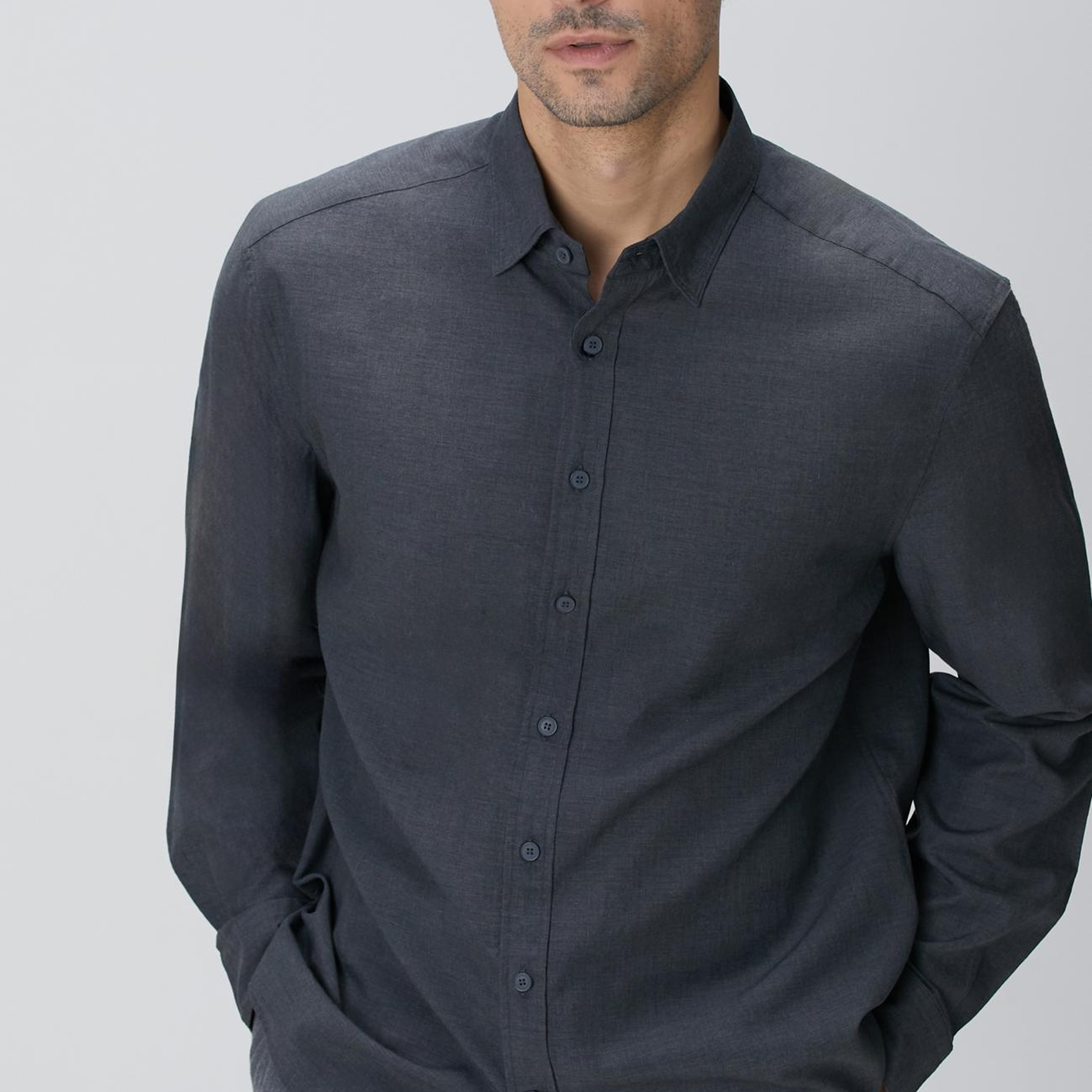 Network Erkek Antrasit Yün Karışımlı Gömlek