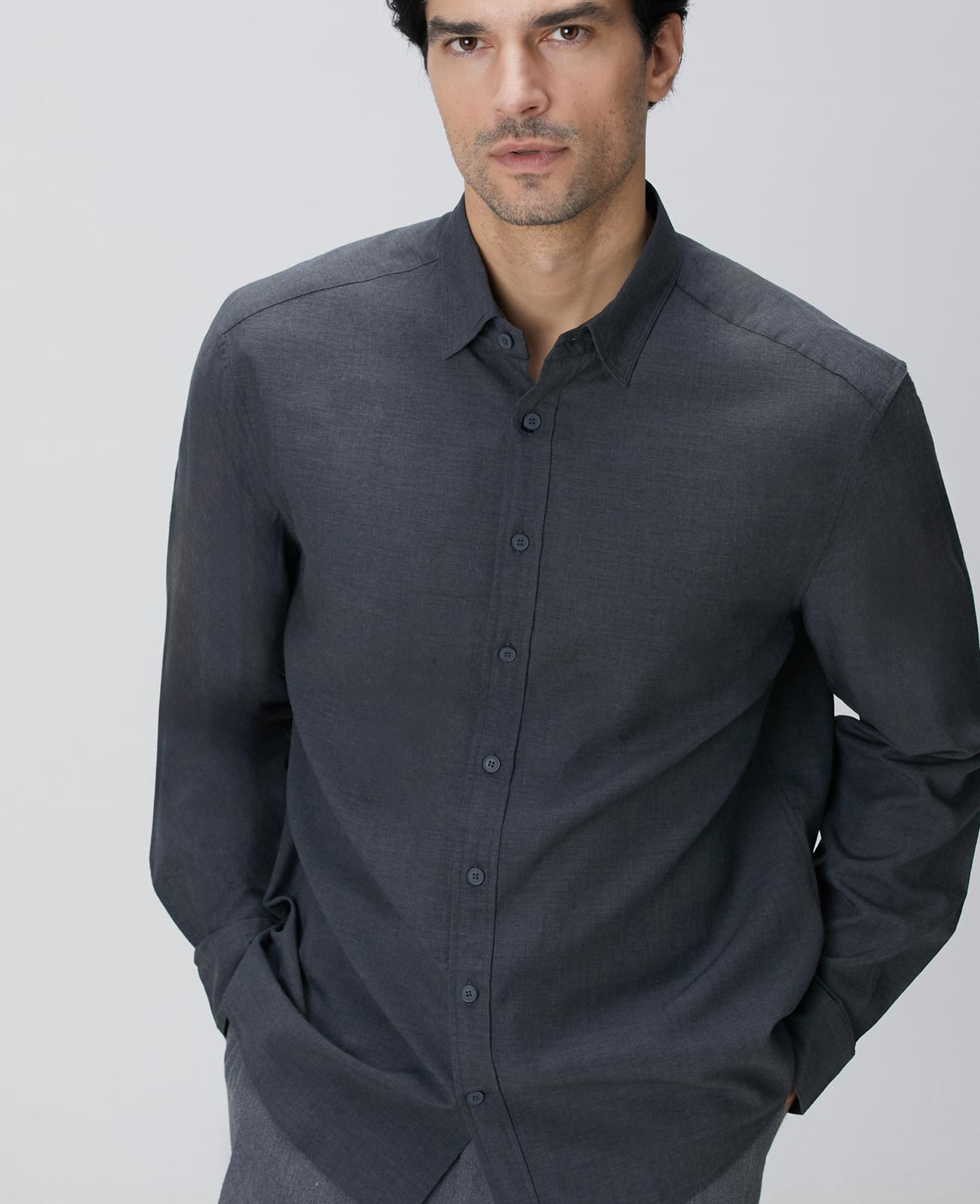Network Erkek Antrasit Yün Karışımlı Gömlek