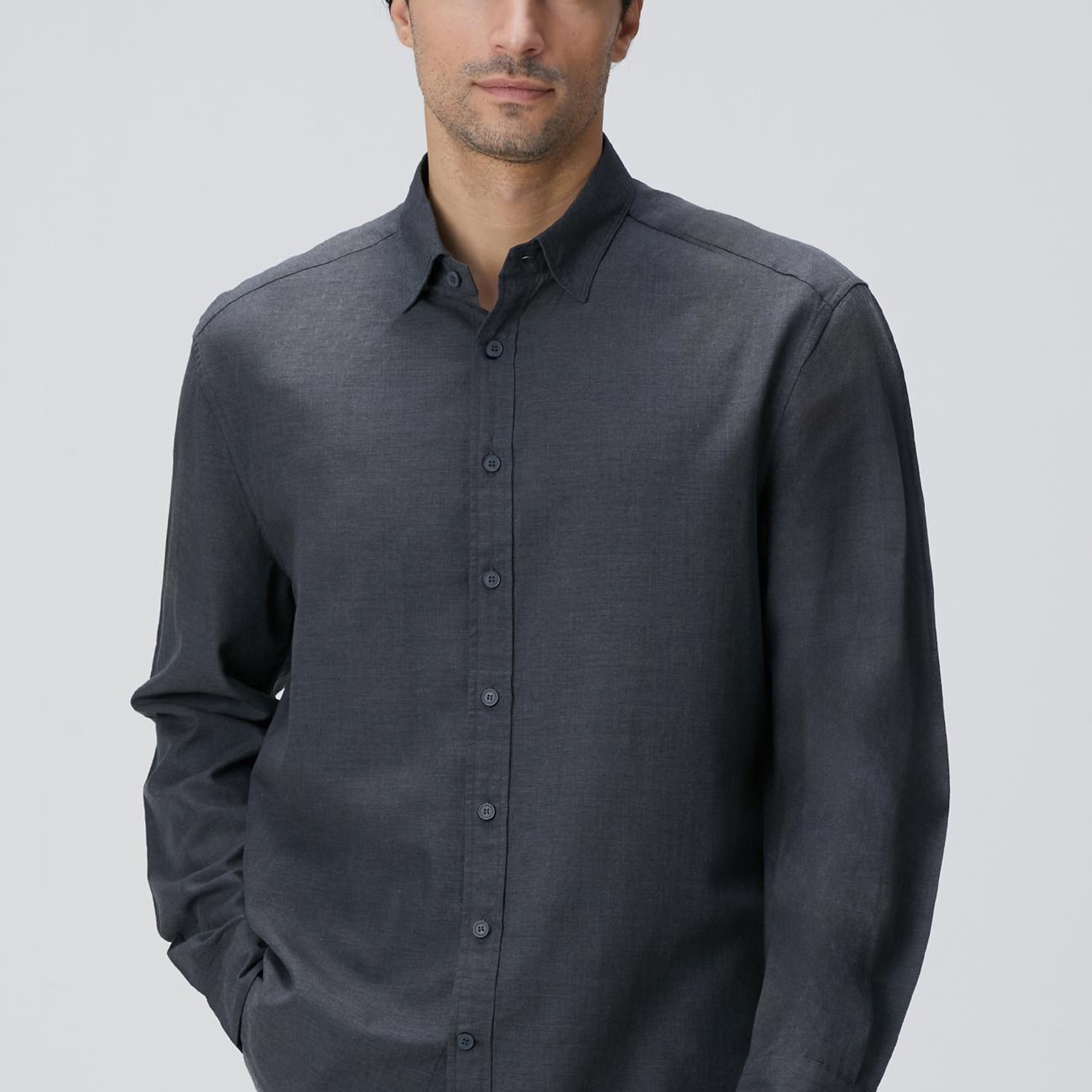 Network Erkek Antrasit Yün Karışımlı Gömlek