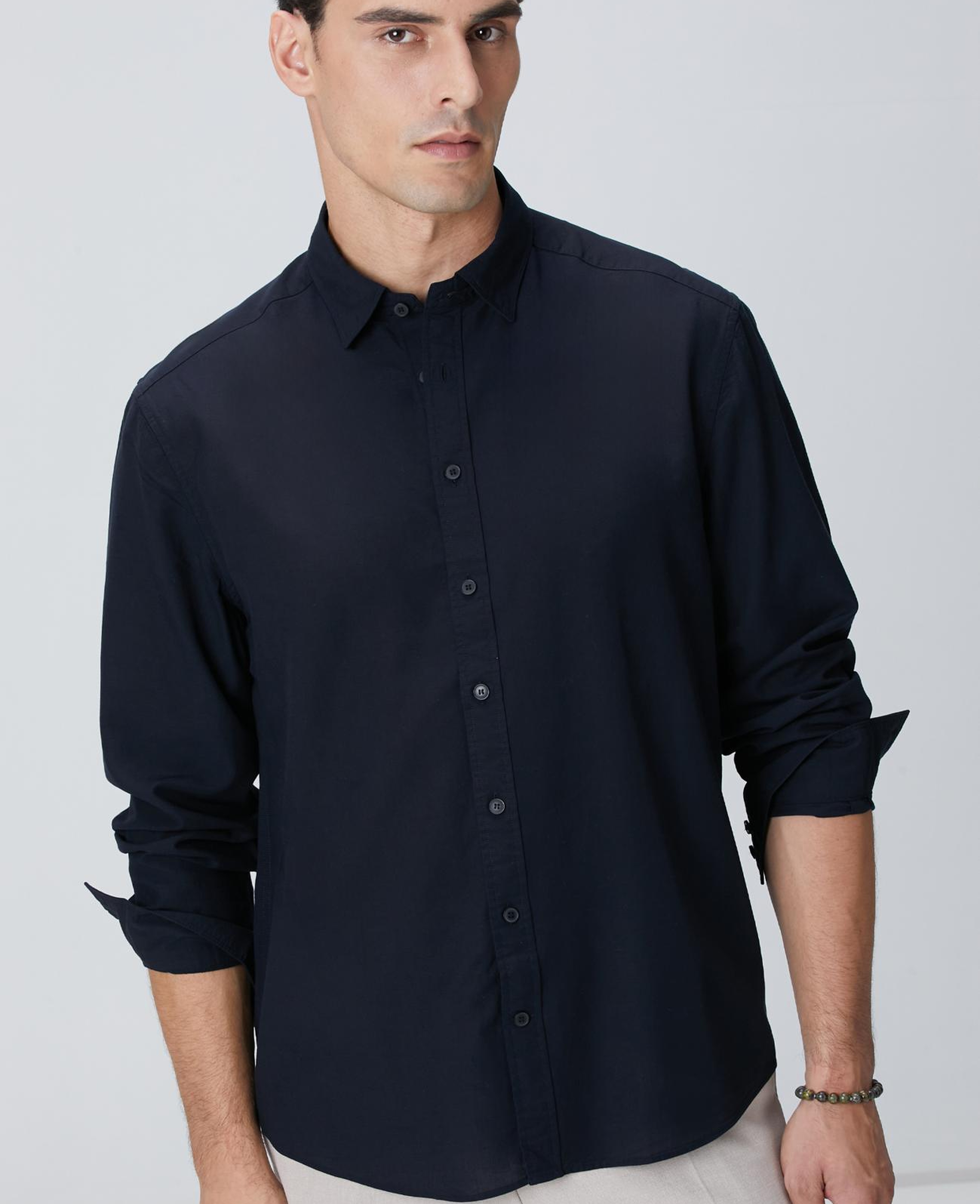 Network Erkek Lacivert Yün Karışımlı Gömlek