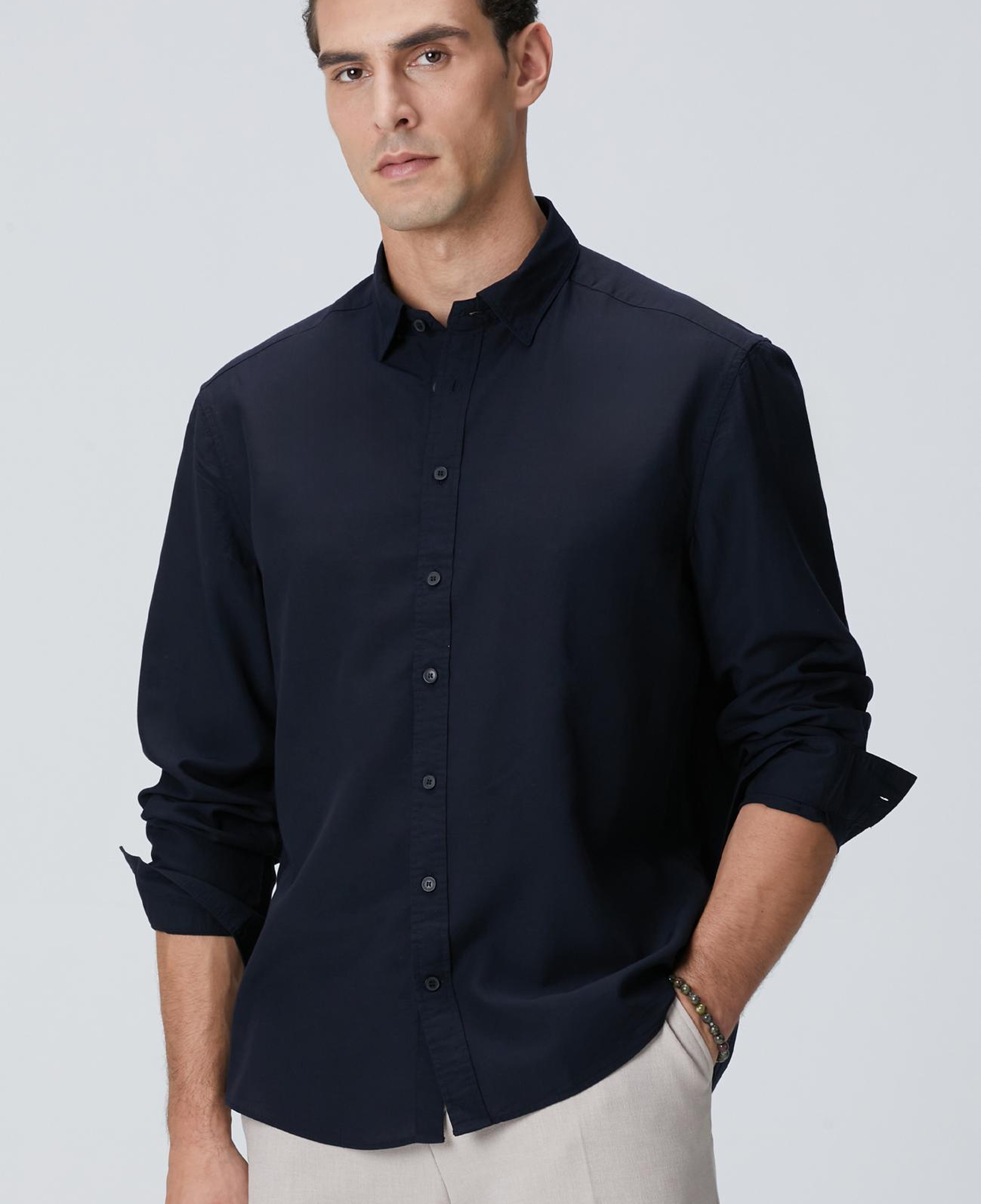 Network Erkek Lacivert Yün Karışımlı Gömlek