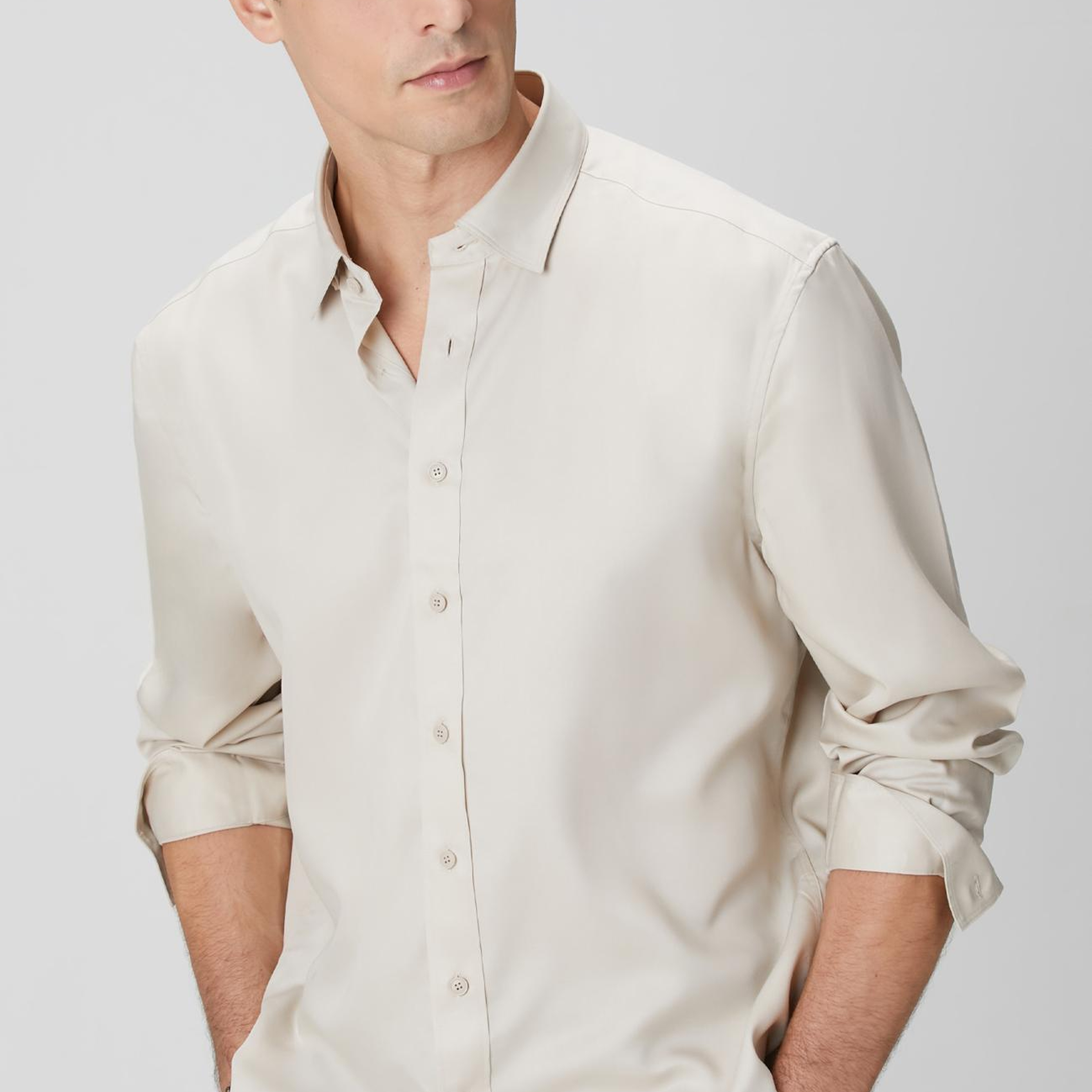 Network Erkek Bej Lyocell Gömlek