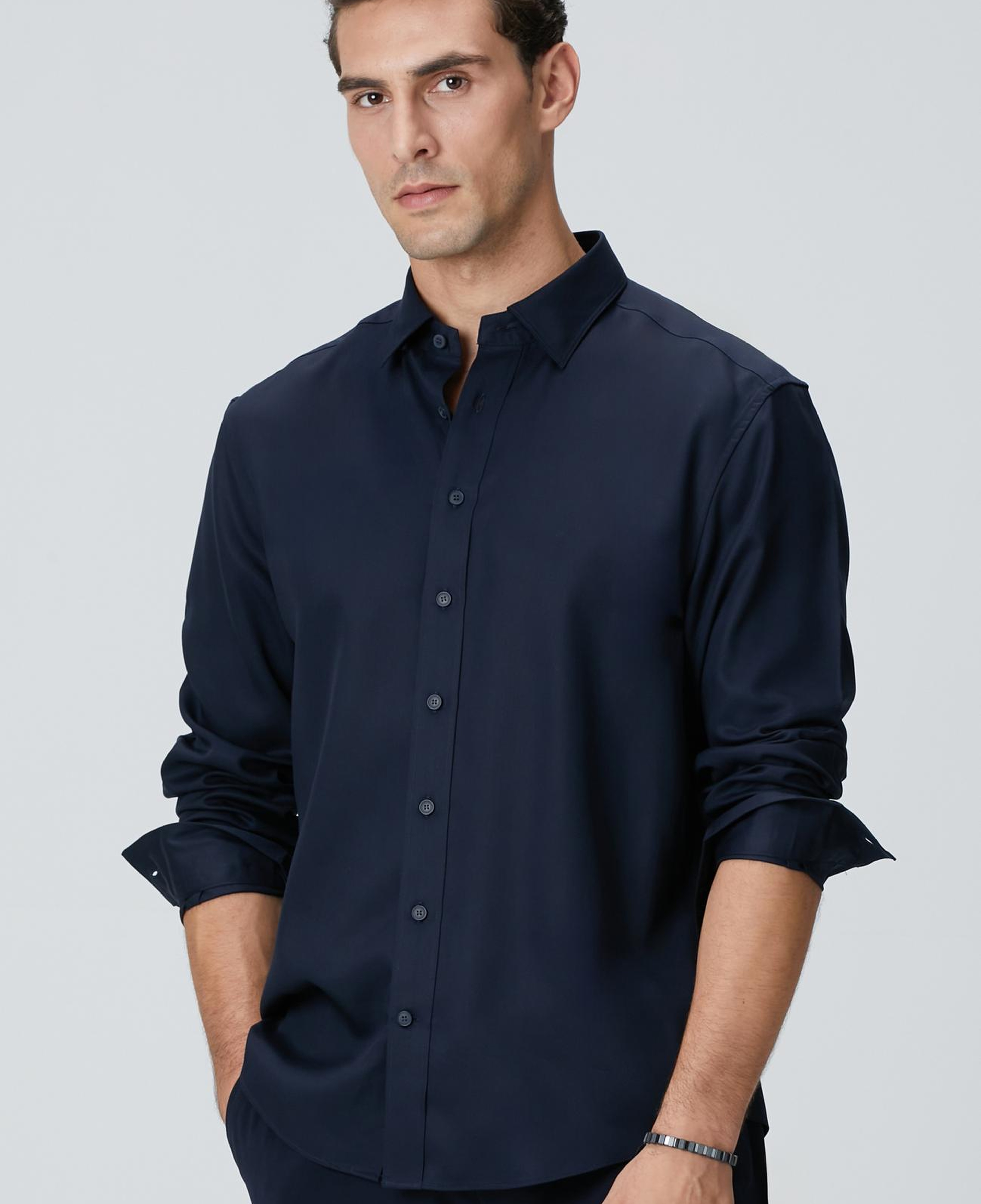 Network Erkek Lacivert Lyocell Gömlek