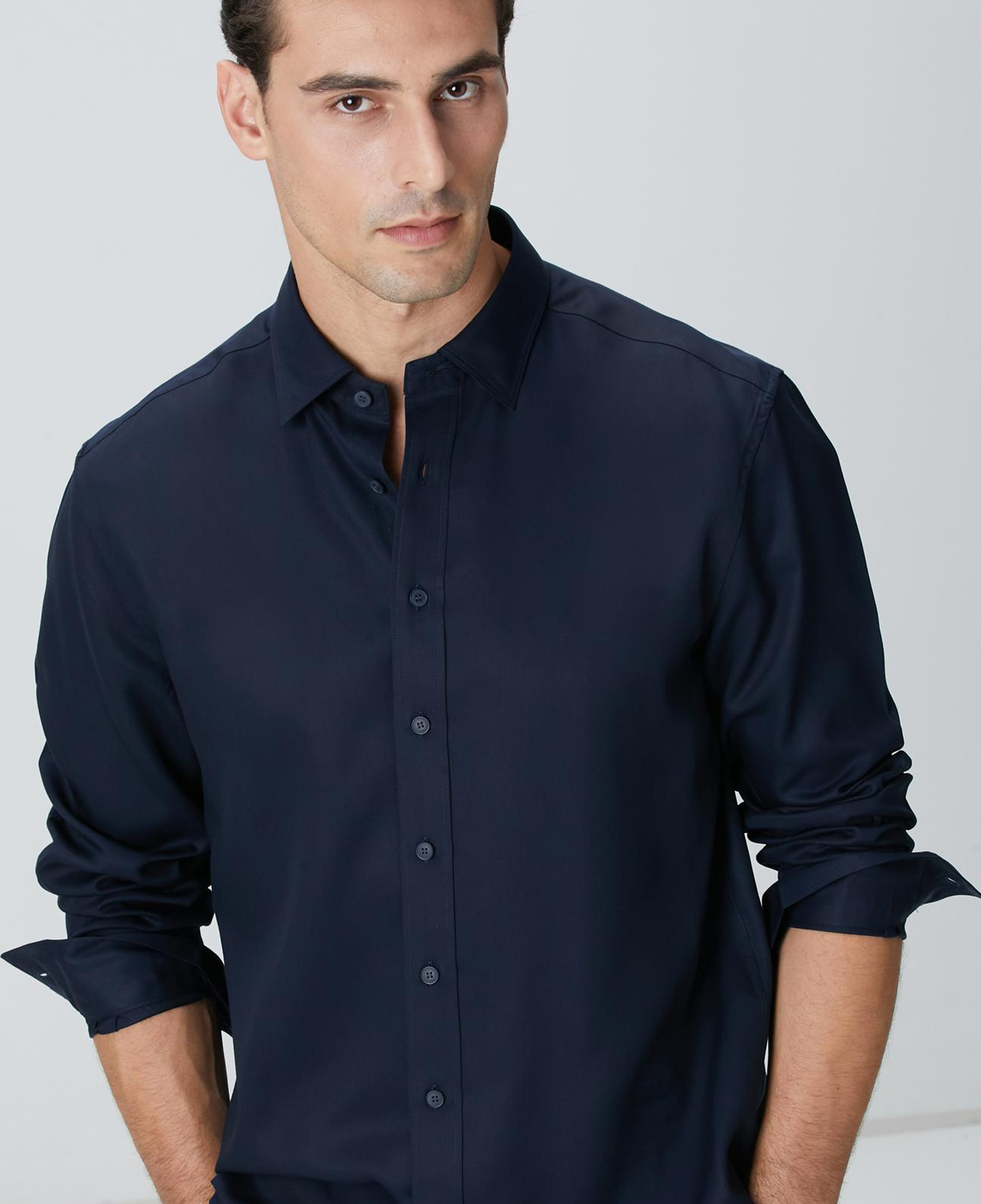 Network Erkek Lacivert Lyocell Gömlek
