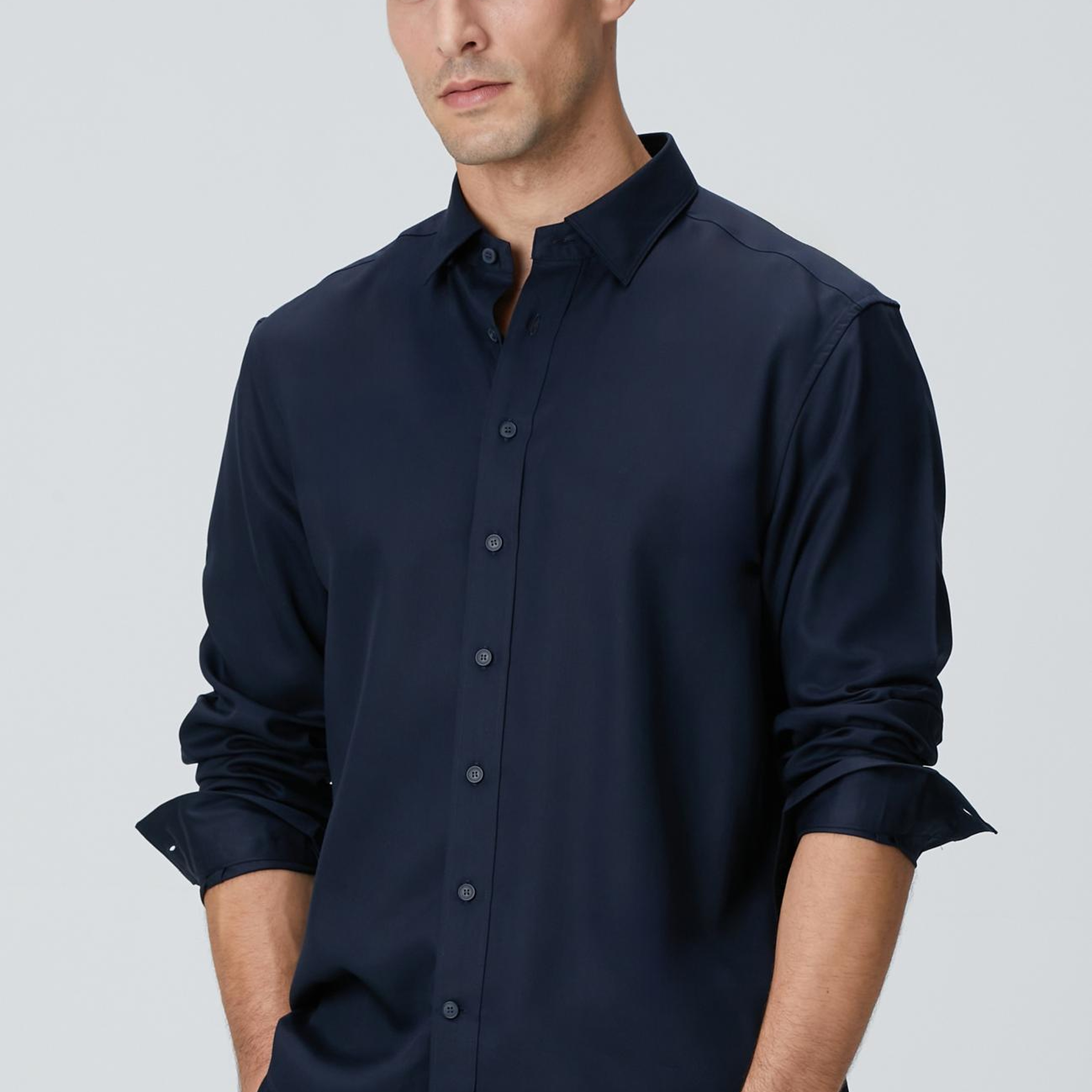 Network Erkek Lacivert Lyocell Gömlek