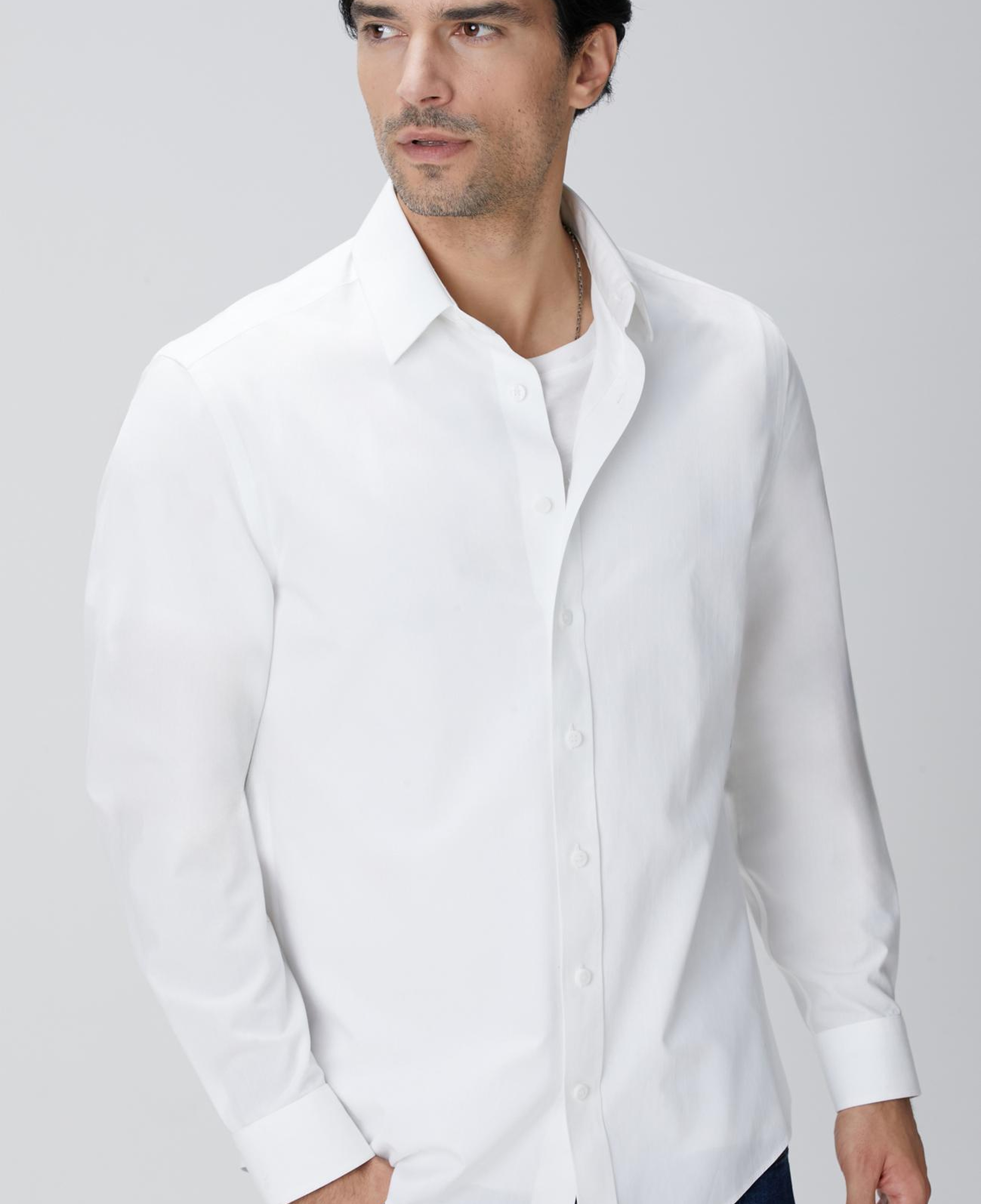 Network Erkek Beyaz Çizgi Desenli Non-Iron Gömlek