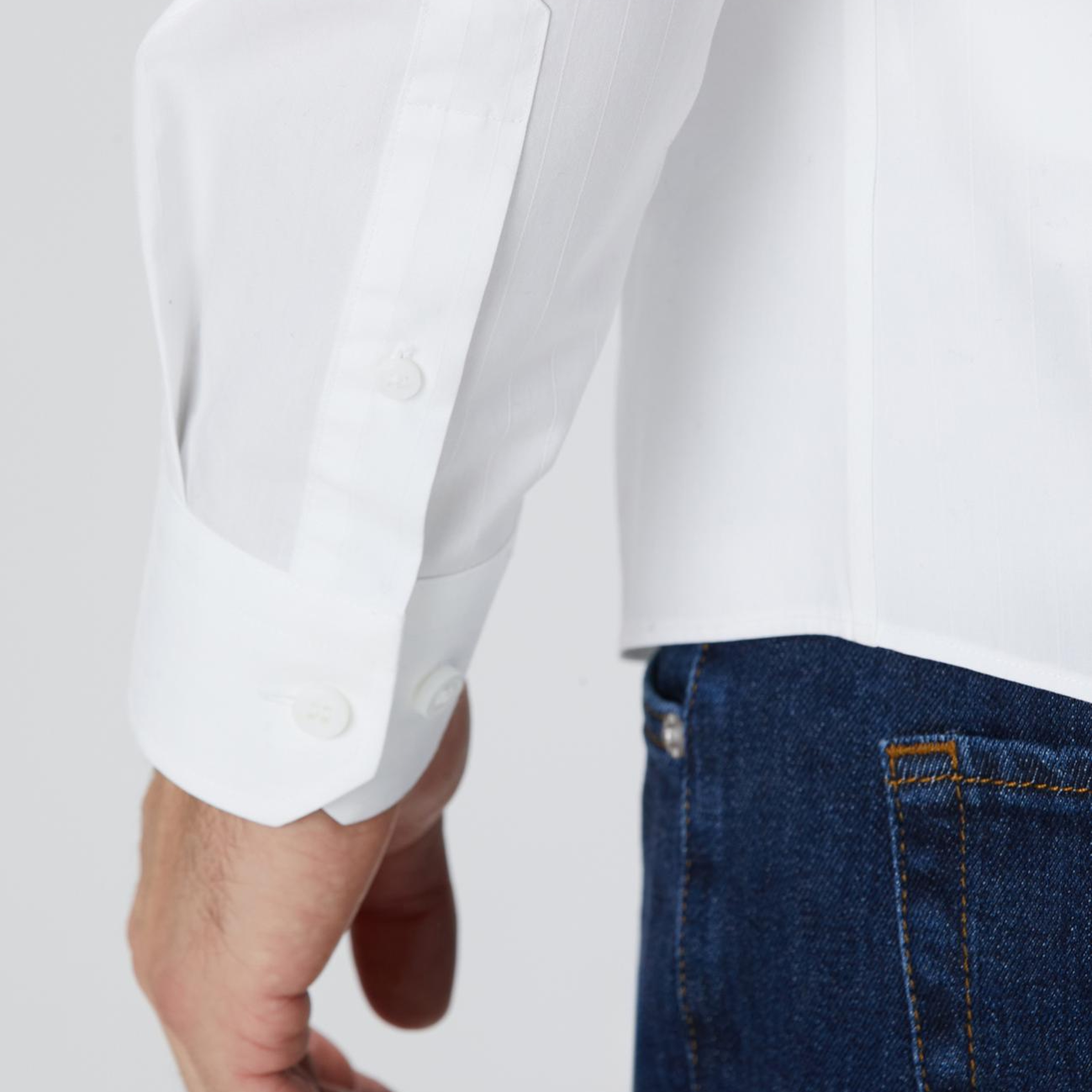 Network Erkek Beyaz Çizgi Desenli Non-Iron Gömlek