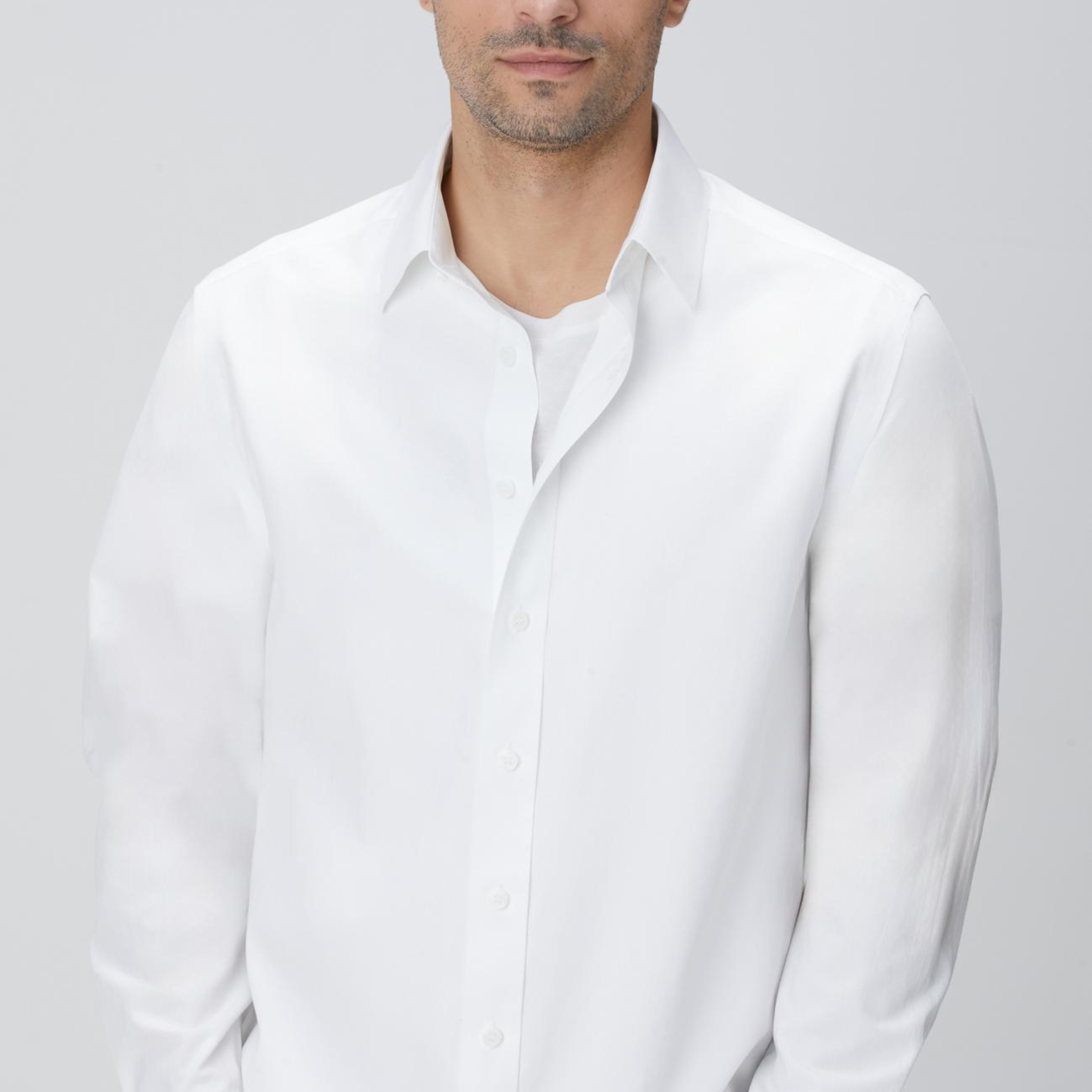 Network Erkek Beyaz Çizgi Desenli Non-Iron Gömlek