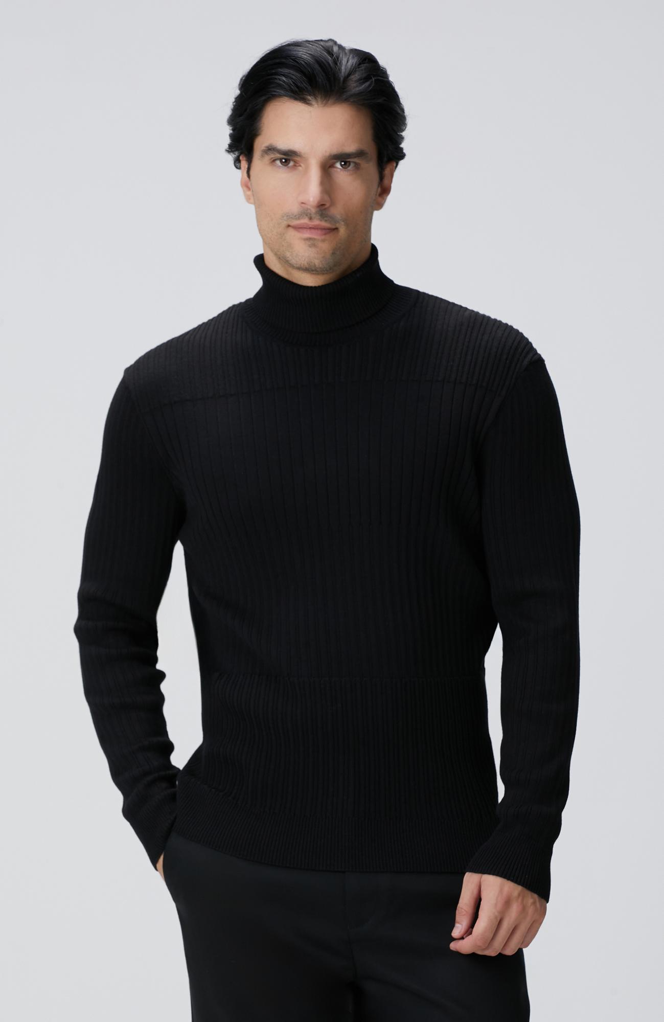 Network Erkek Siyah Balıkçı Yaka Triko Kazak