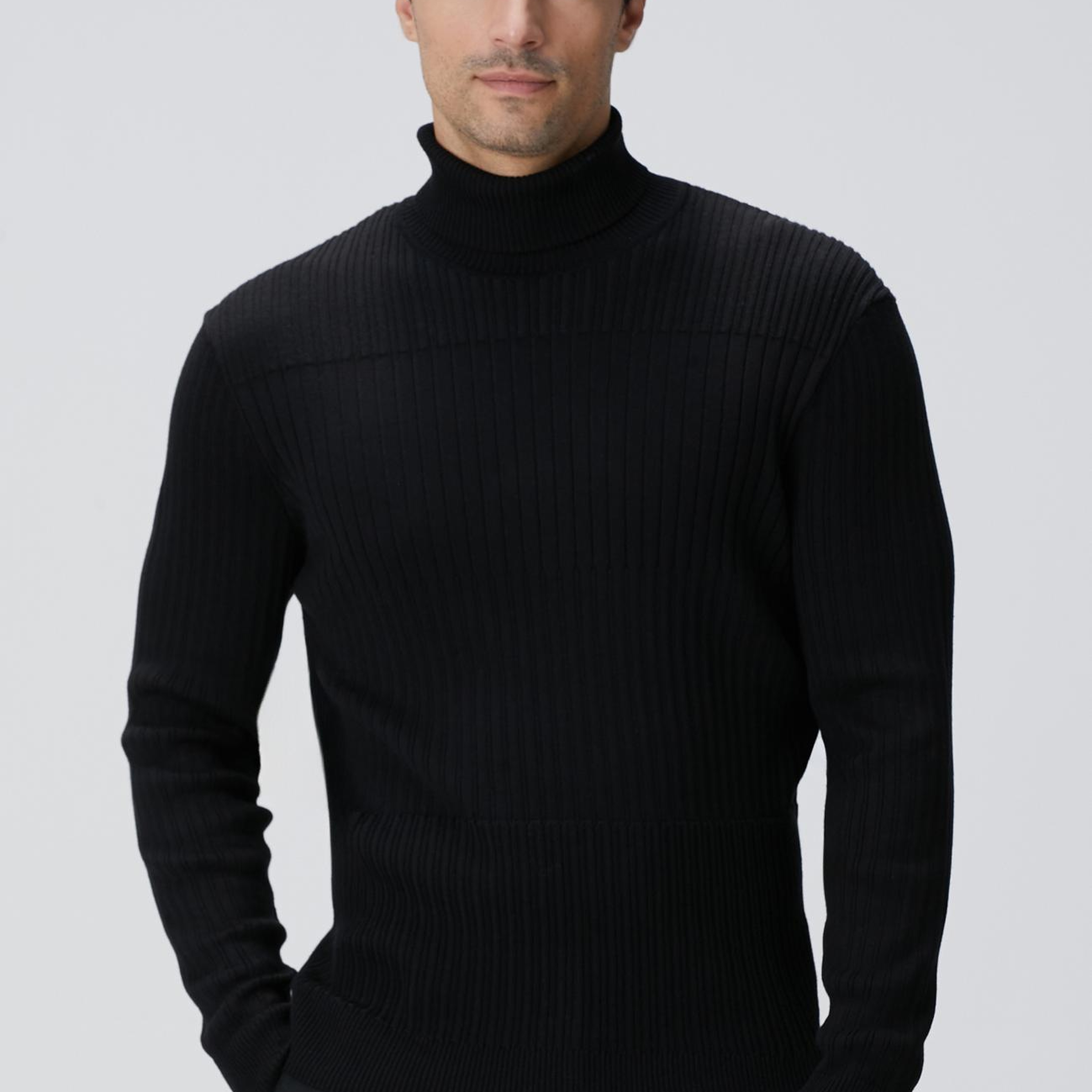 Network Erkek Siyah Balıkçı Yaka Triko Kazak