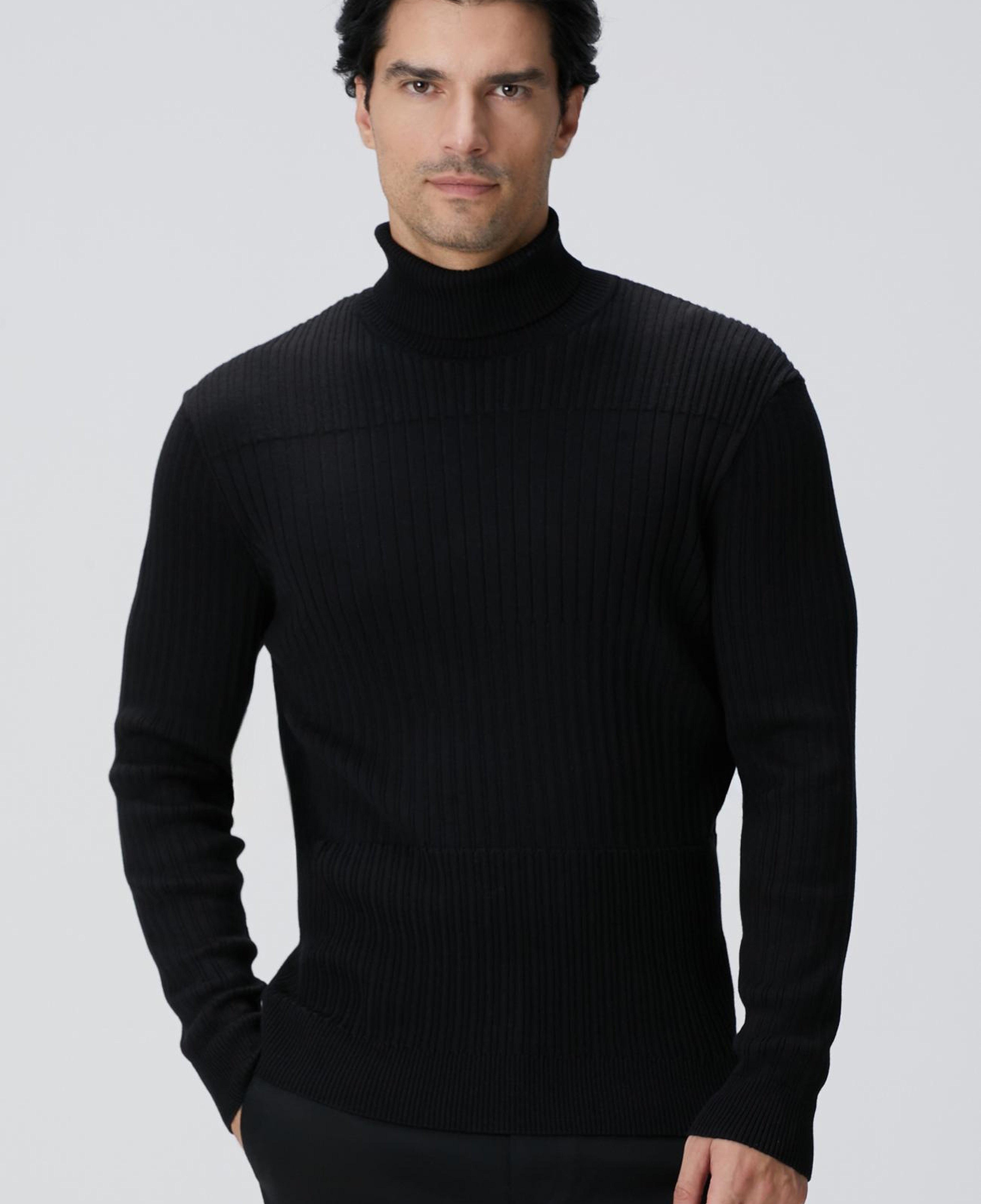 Network Erkek Siyah Balıkçı Yaka Triko Kazak