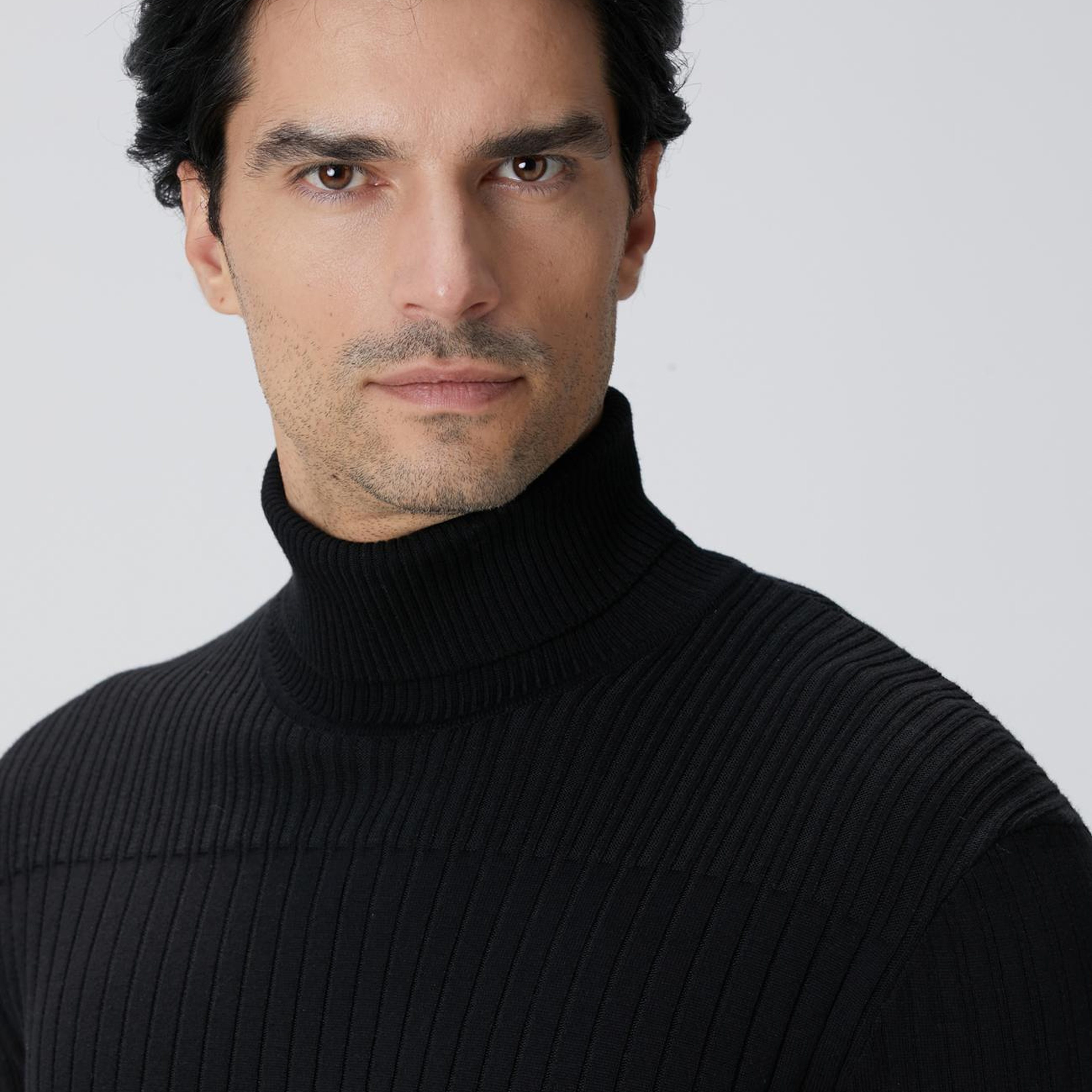 Network Erkek Siyah Balıkçı Yaka Triko Kazak