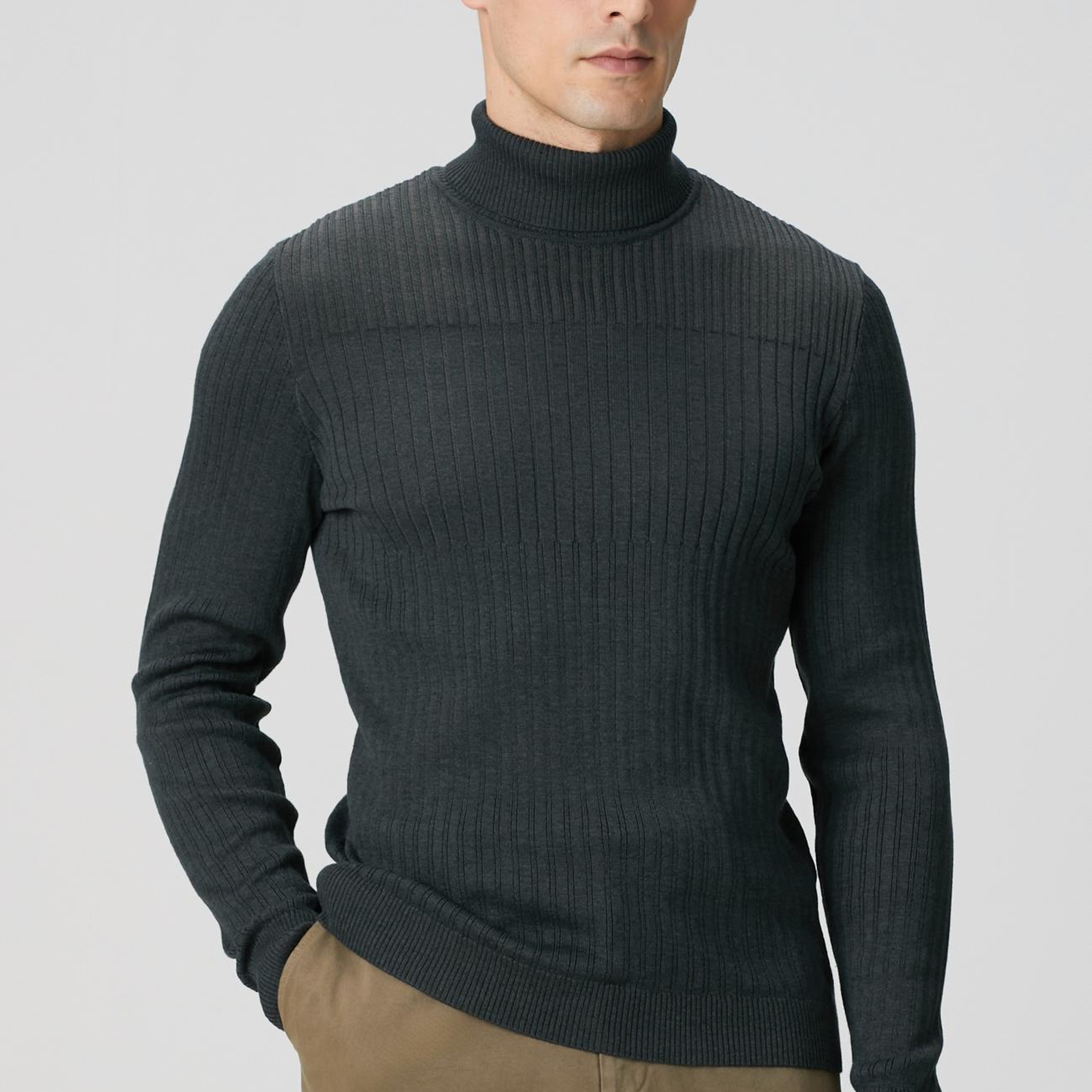 Network Erkek Antrasit Balıkçı Yaka Triko Kazak