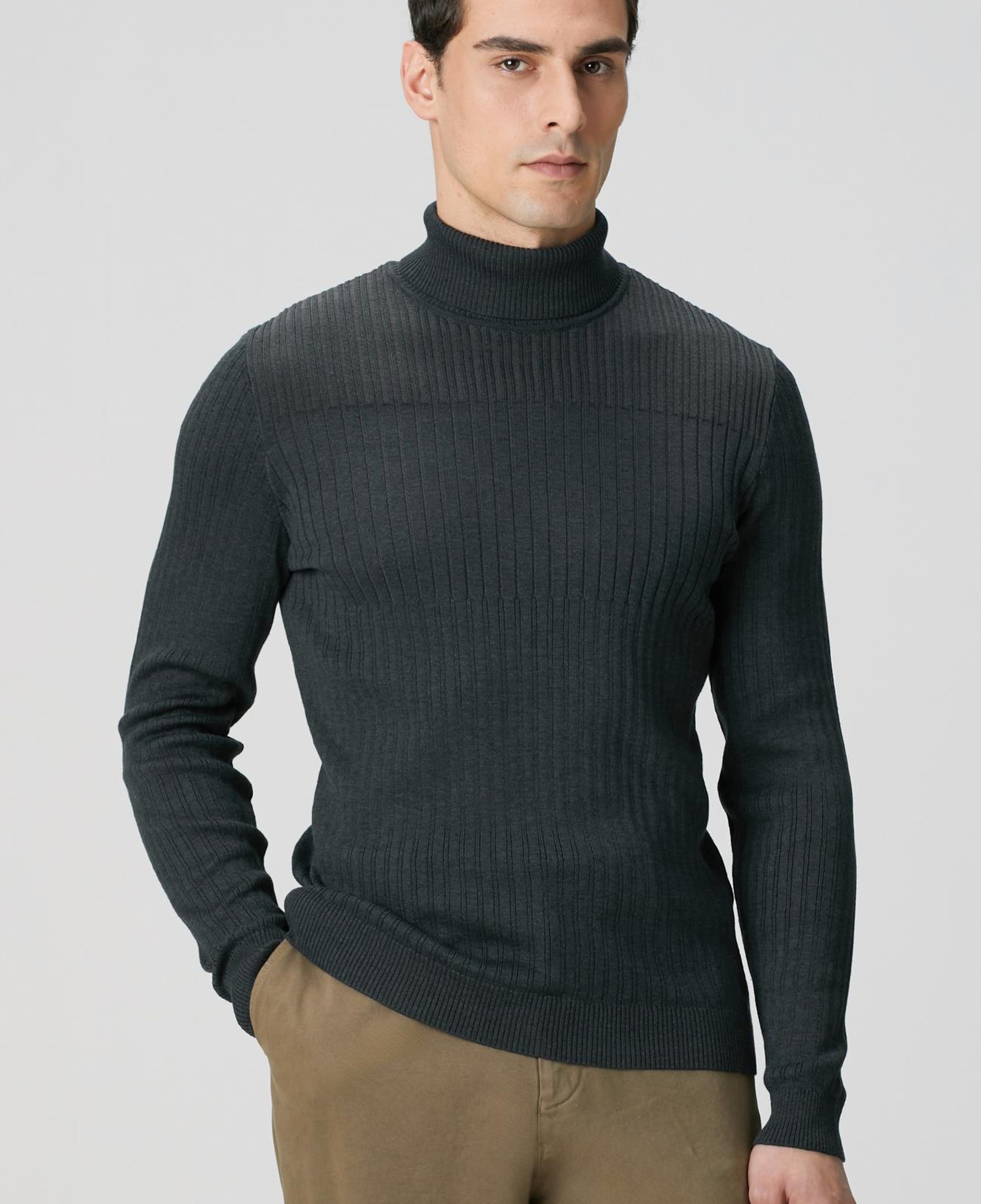 Network Erkek Antrasit Balıkçı Yaka Triko Kazak