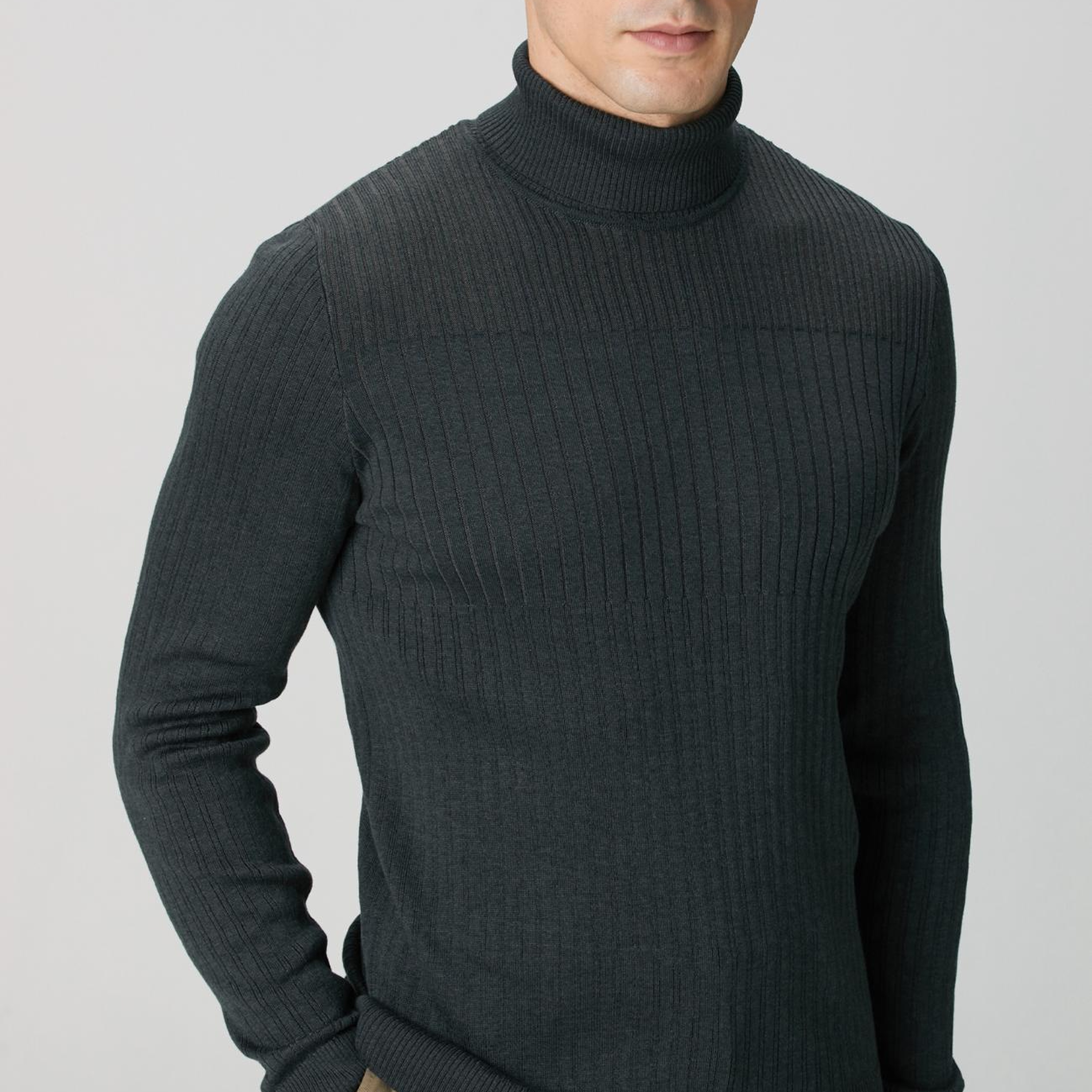 Network Erkek Antrasit Balıkçı Yaka Triko Kazak