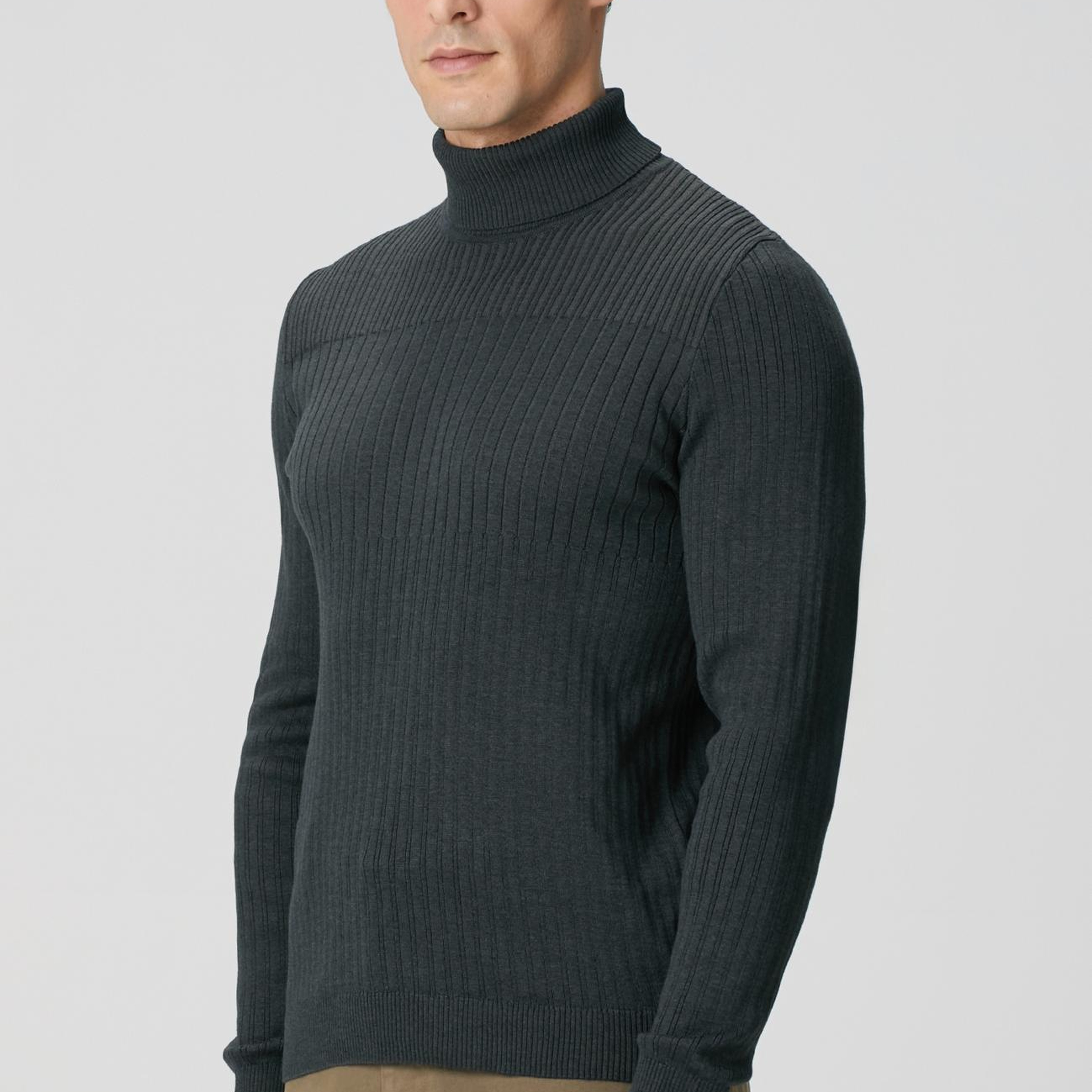 Network Erkek Antrasit Balıkçı Yaka Triko Kazak