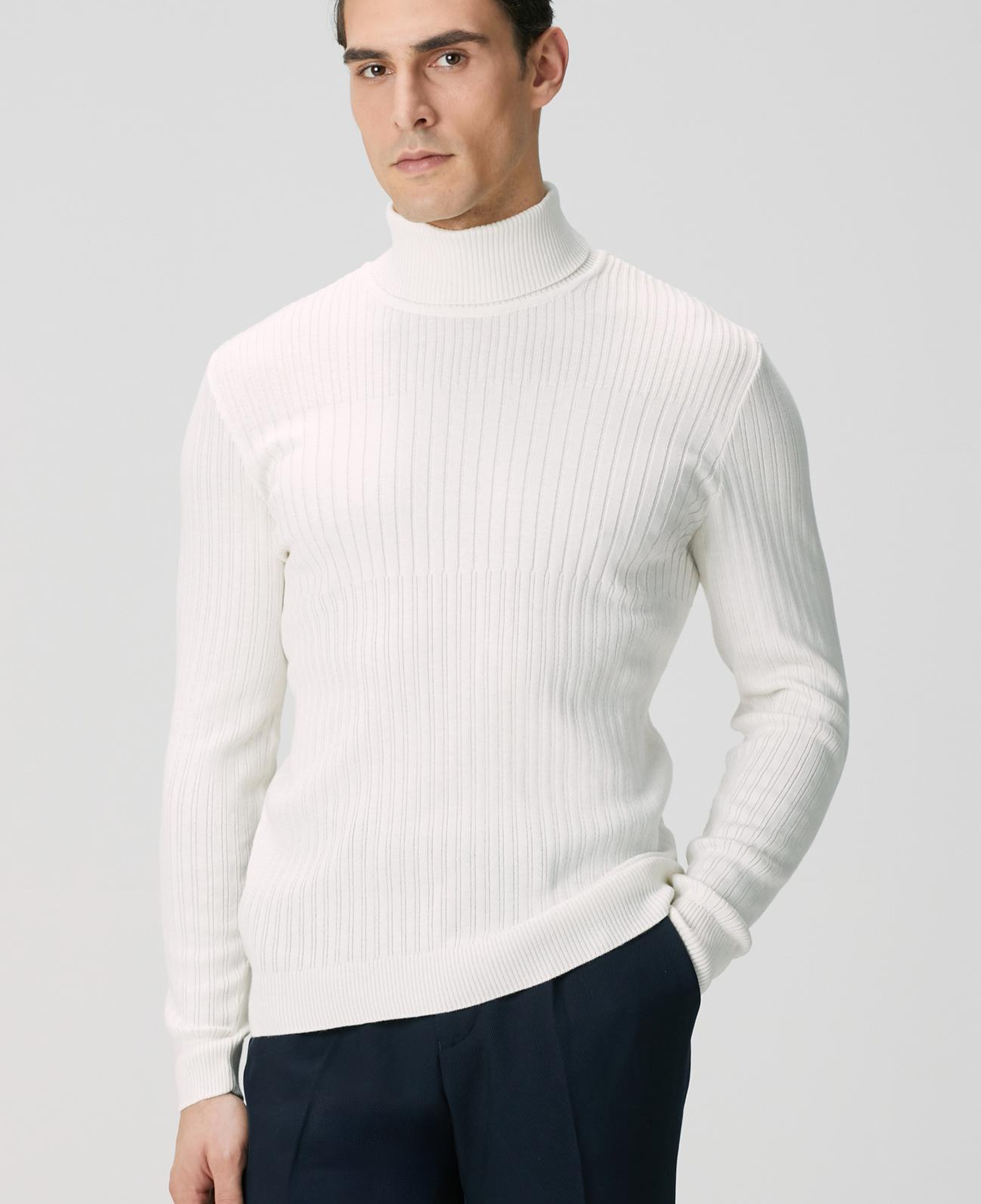 Network Erkek Kırık Beyaz Balıkçı Yaka Triko Kazak