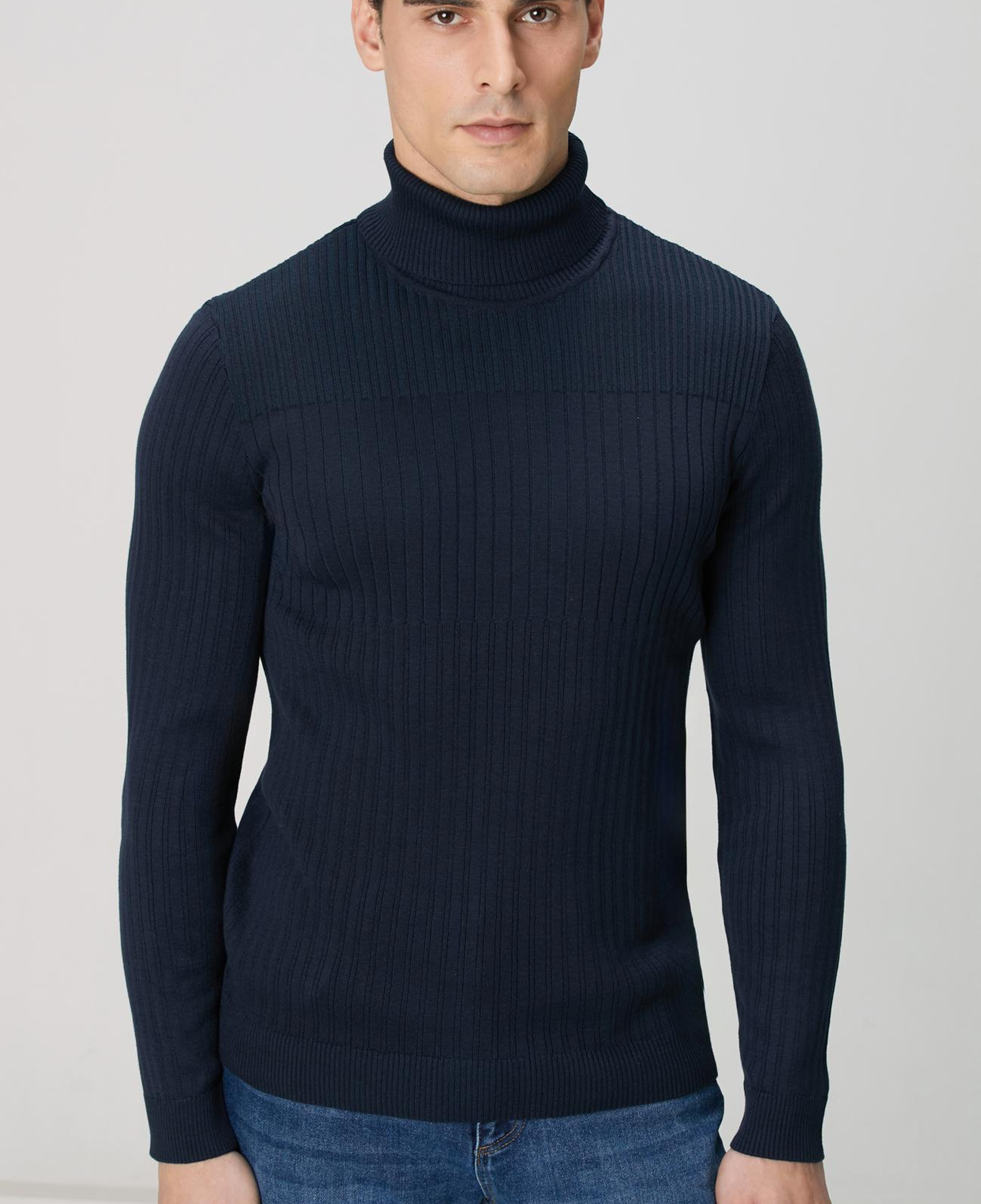 Network Erkek Lacivert Balıkçı Yaka Triko Kazak